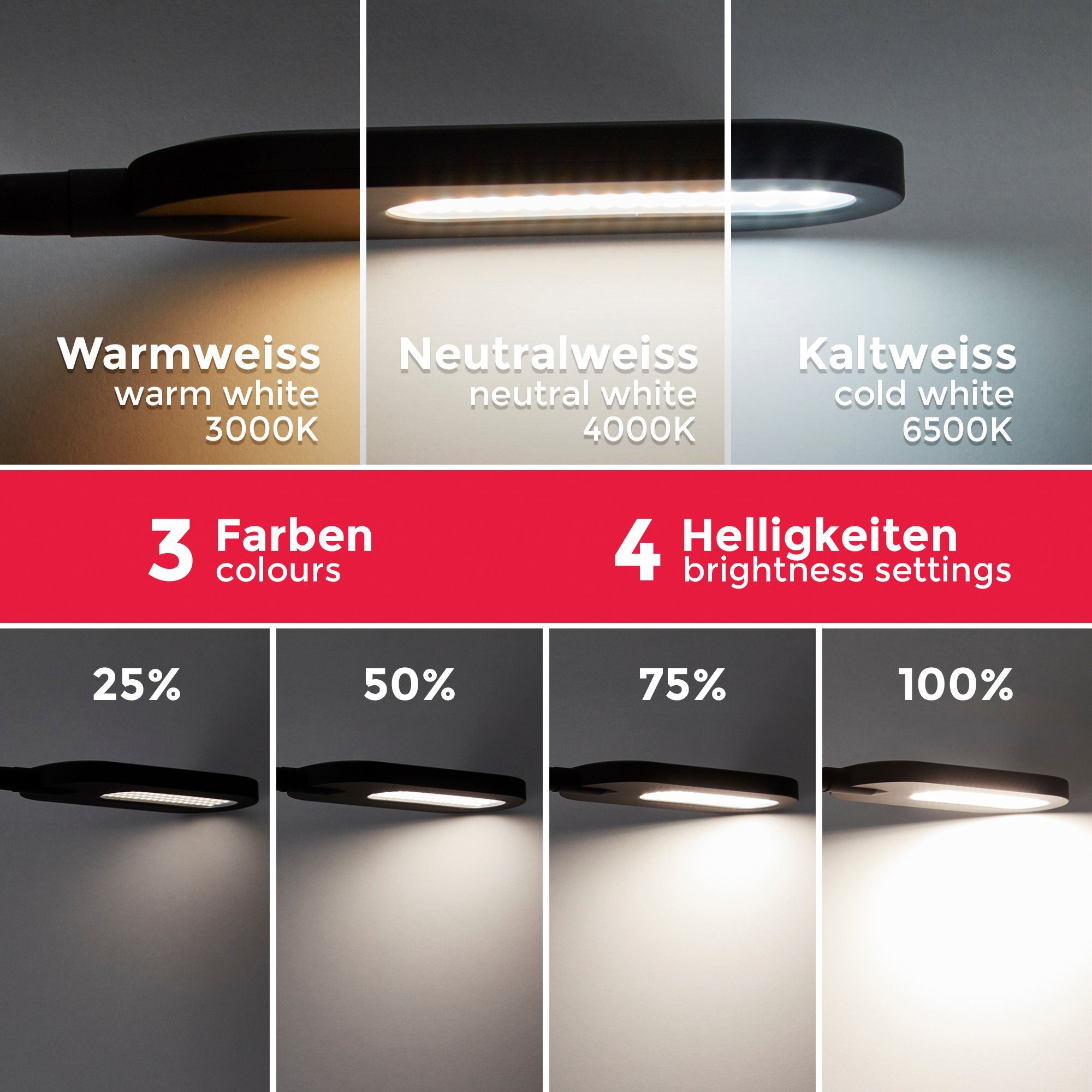 kaltweiß, über fest 600Lm, warmweiß Touch-Funktion, LED Leselampe, - Fernbedienung, 8W, Warmweiß B.K.Licht Dimmbar, Stehleuchte, Memoryfunktion CCT, Kaltweiß, integriert, BK_ST1157 Schwarz, Stehlampe LED CCT - Inkl. -