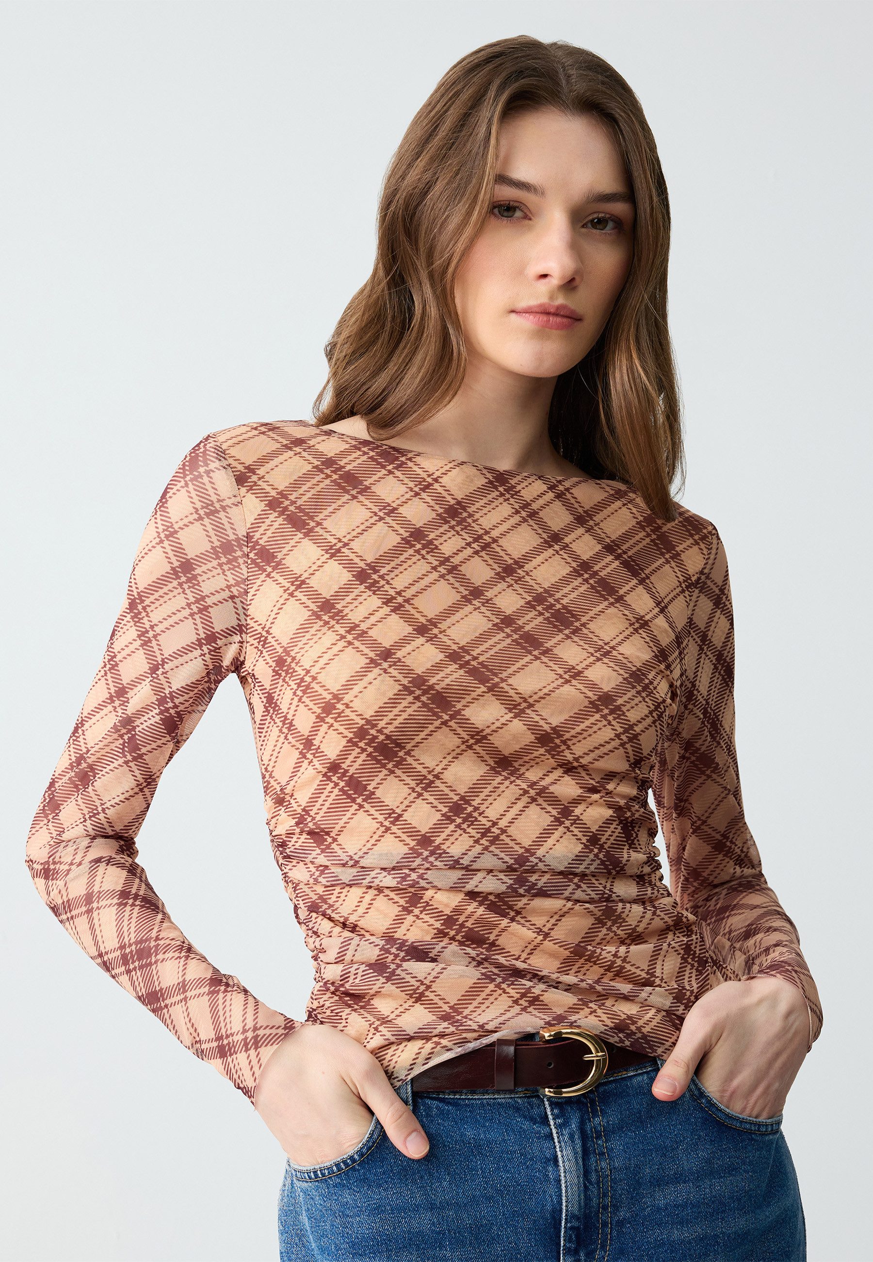 Jimmy Key Blusentop Beige Strickbluse Mit günstig online kaufen