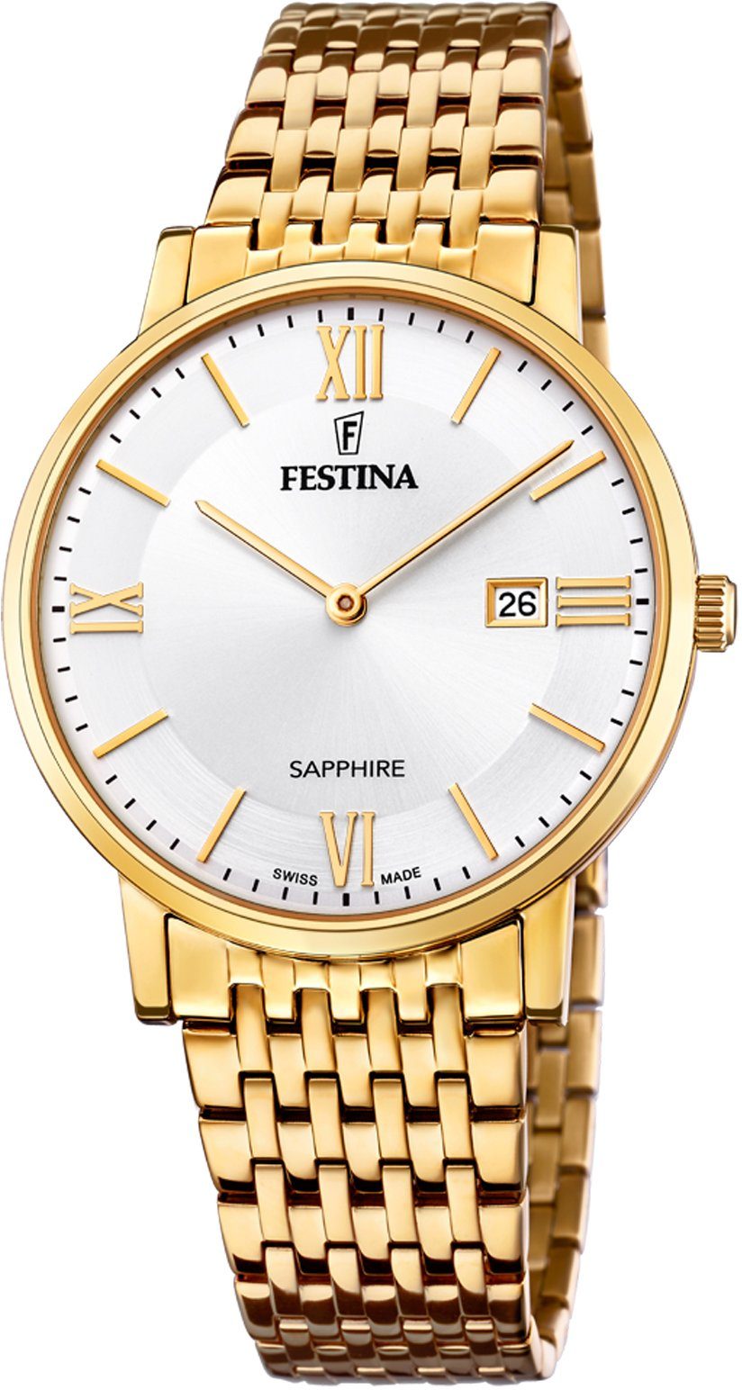 Festina Quarzuhr F20020/1, Armbanduhr, Herrenuhr, Damenuhr, Datum, Saphirglas, Swiss Made