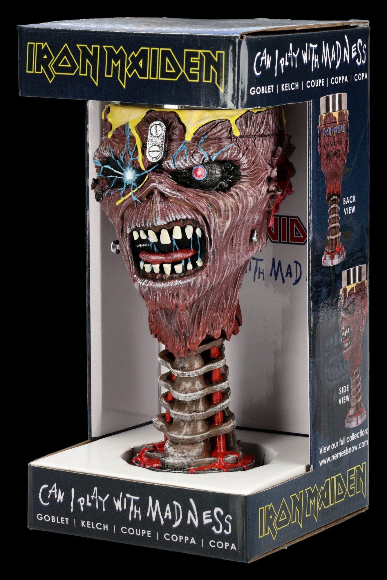 Figuren Shop GmbH Becher Iron Maiden Kelch Eddie – Can I Play With Madness Weinkelch 19.5 cm, Kunststein (Polyresin), Edelstahl