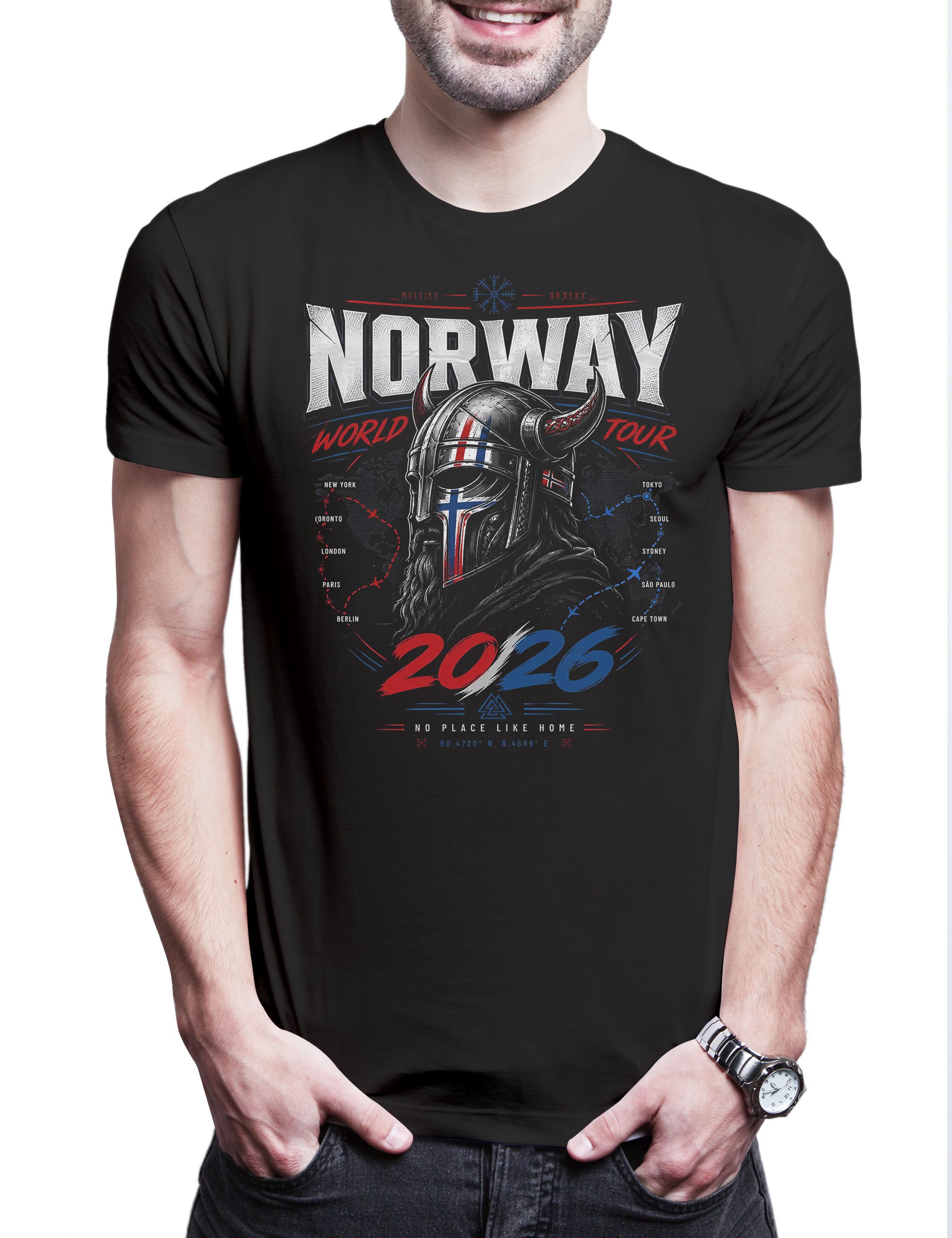 Urban Backwoods Print-Shirt Team Norwway Herren T-Shirt Norwegen Norwegian Vikings Wikinger (1-tlg) Fußball WM Soccer Football