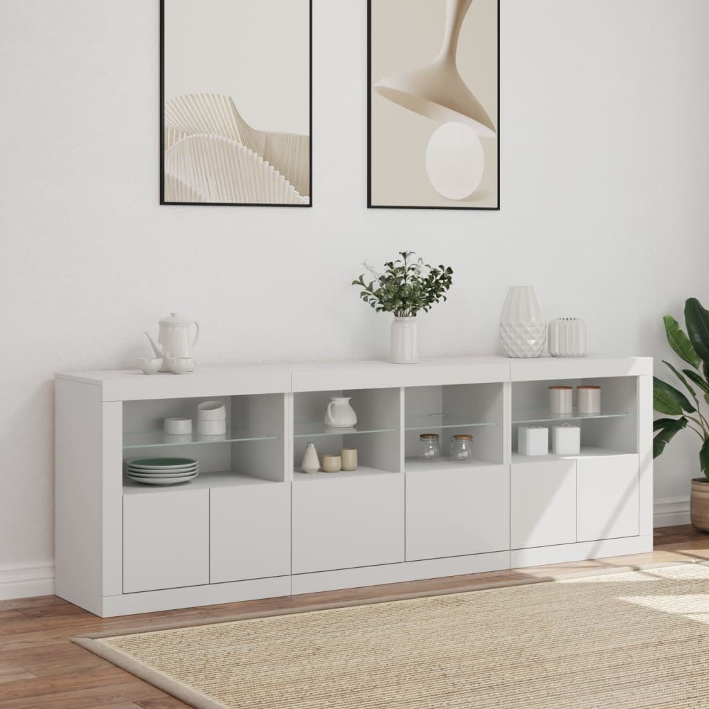 vidaXL Sideboard Sideboard mit LED-Leuchten Weiß 202x37x67 cm (1 St) günstig online kaufen