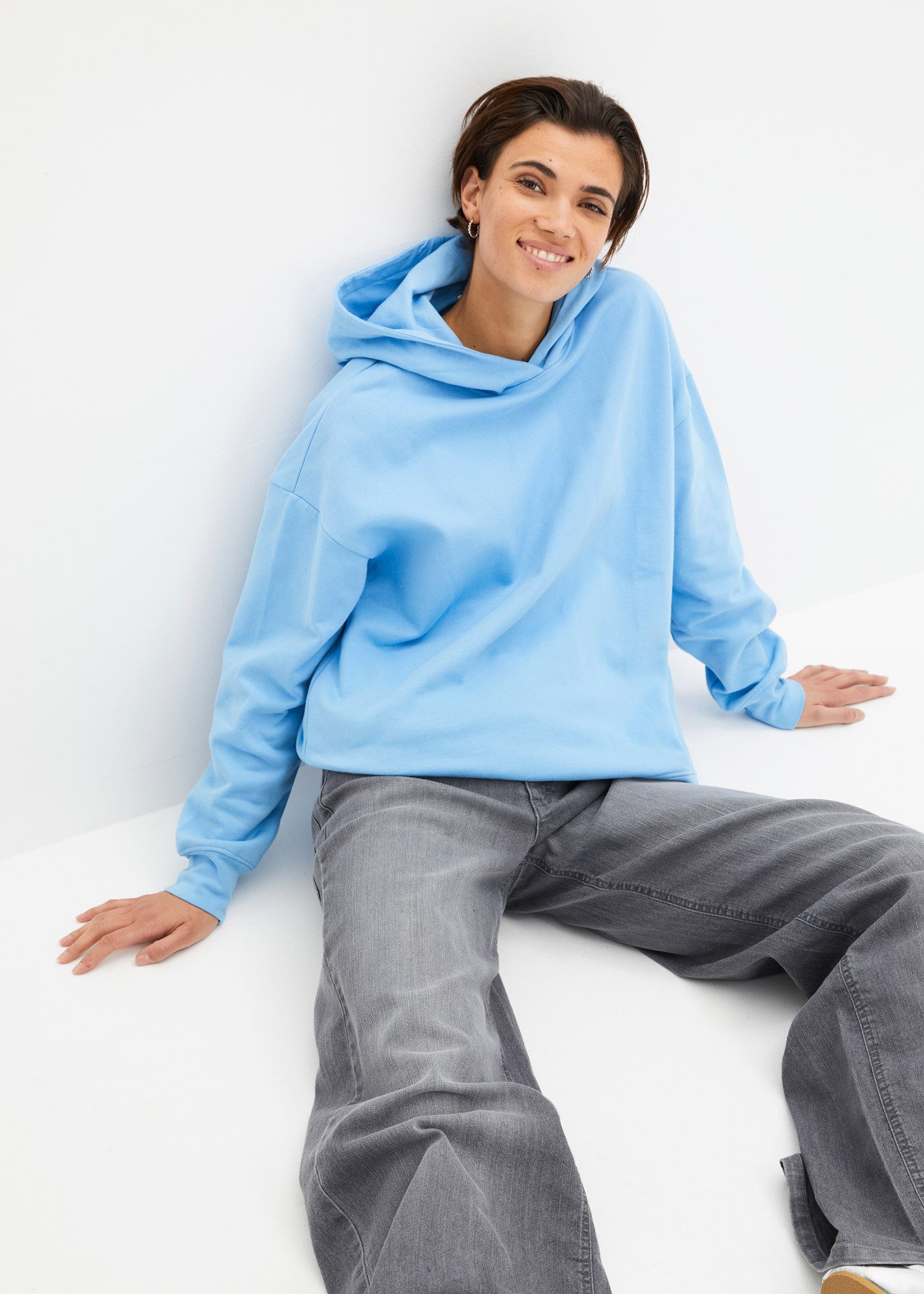 bonprix Hoodie Oversize-Passform, aus Baumwolle, mit seitlichen Schlitzen günstig online kaufen
