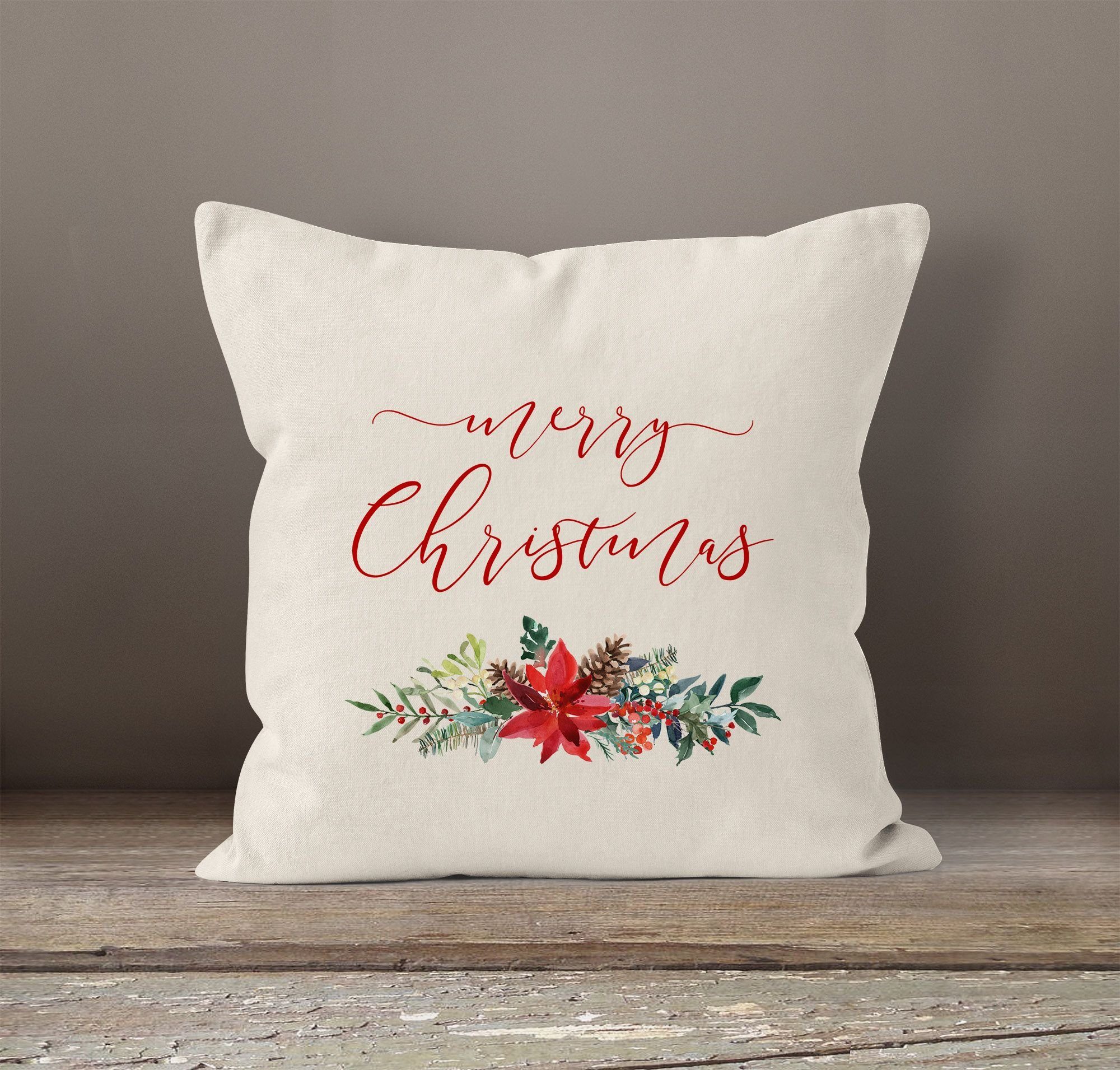 Autiga Dekokissen Kissenbezug Weihnachten Merry Christmas Blumen Weihnachts günstig online kaufen