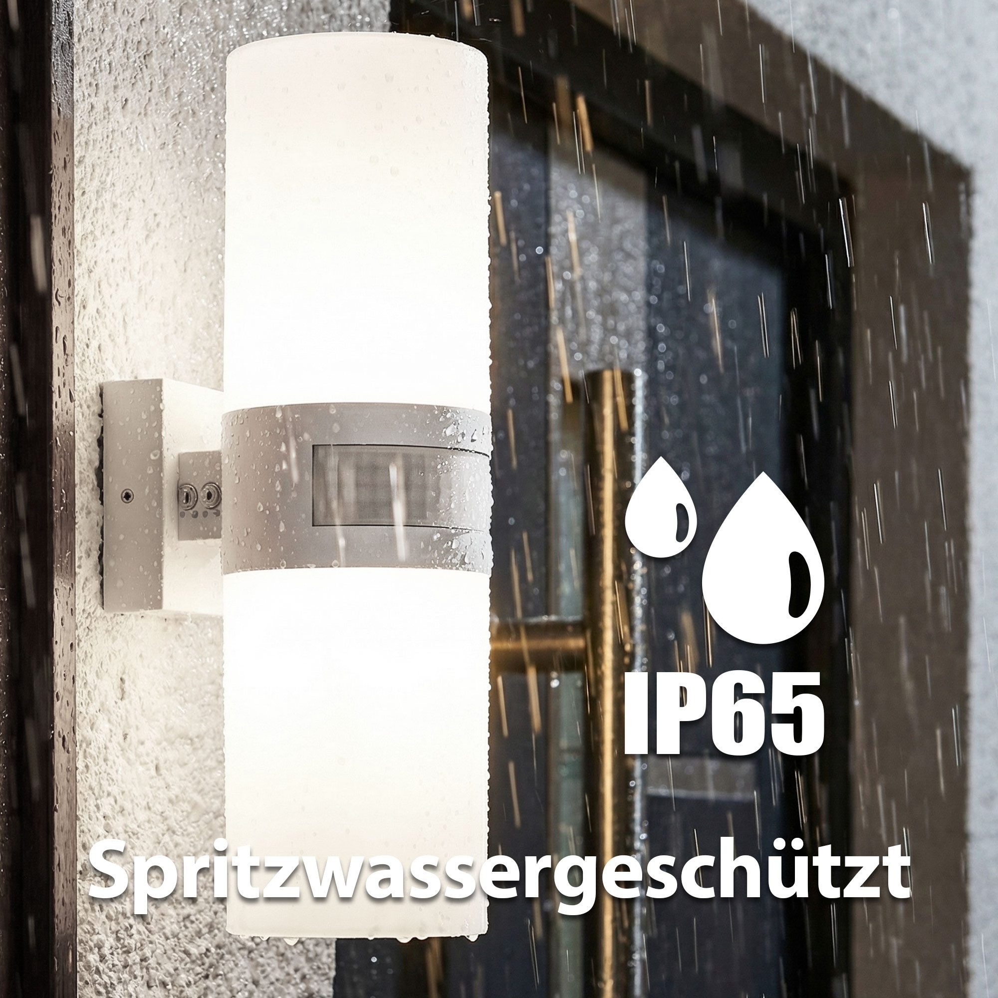 Maxkomfort LED Außen-Wandleuchte mit Bewegungsmelder - schwarz/weiß, 20W, 4000K Neutralweiß, IP65 Außen, LED fest integriert, Außenlampe Wand - Hauswand, Terrasse, Eingangsbereich & Garage
