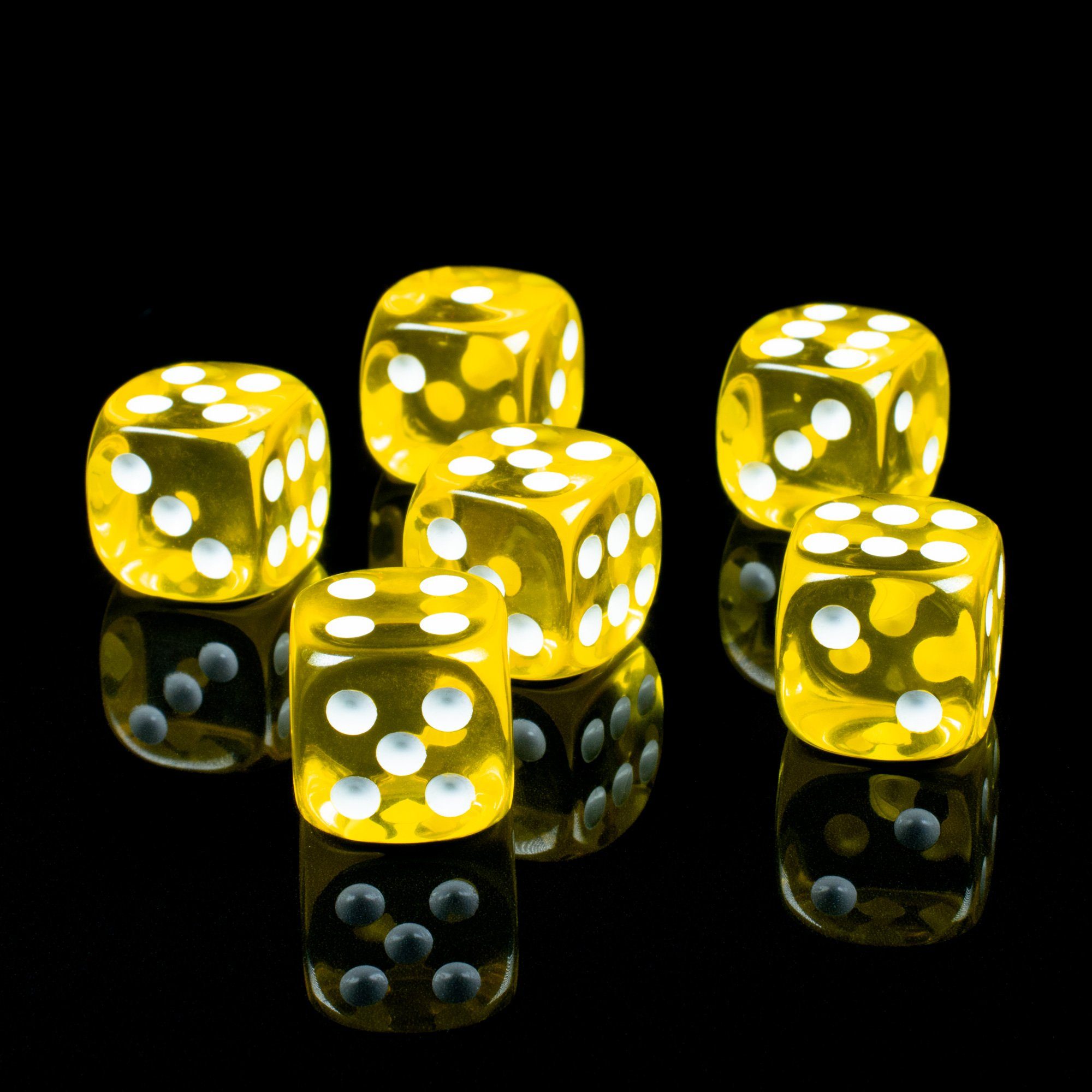 SHIBBY Spielesammlung Acryl-Würfelset 6x W6, ca. 1,5 cm – für D&D, Pen&Paper & Brettspiele, W6 Würfel