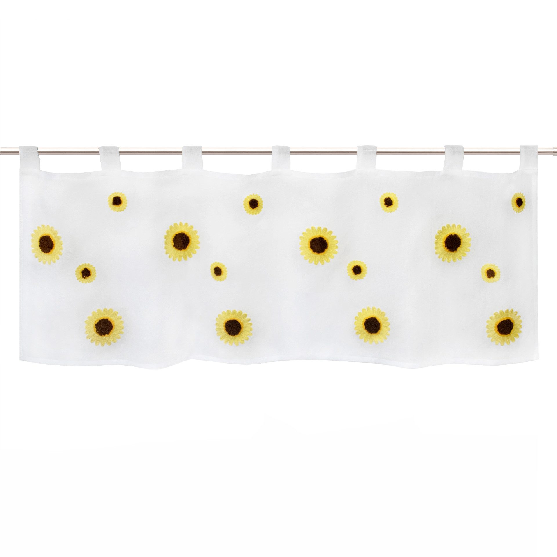 Delindo Lifestyle Scheibengardine bestickte Sonnenblumen, Bistrogardine günstig online kaufen