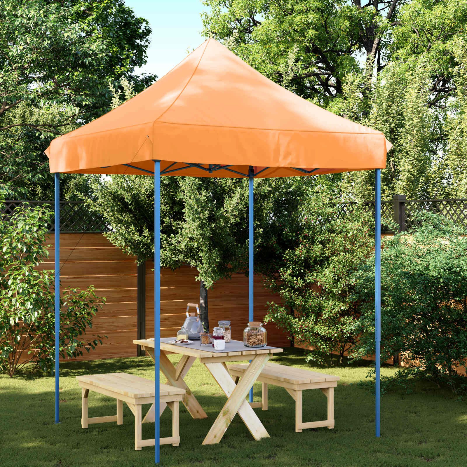 furnicato Partyzelt Modernes faltbares 200x200x306 cm in Orange, Rostgeschützter Pavillon mit Stahlrahmen und Transporttasche