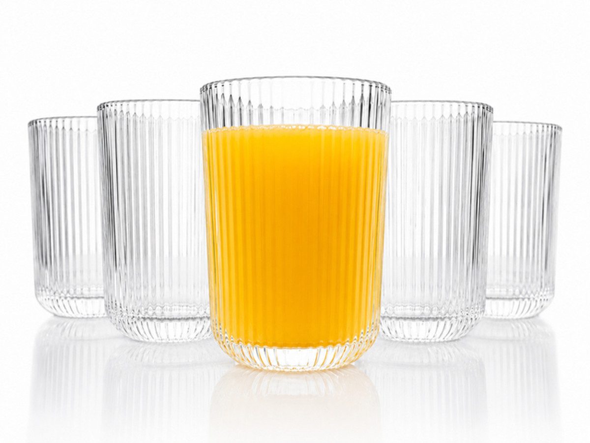 Sendez Tumbler-Glas 6er Set Trinkgläser mit Relief 270 ml Wassergläser Cocktailgläser, 6-tlg., Glas