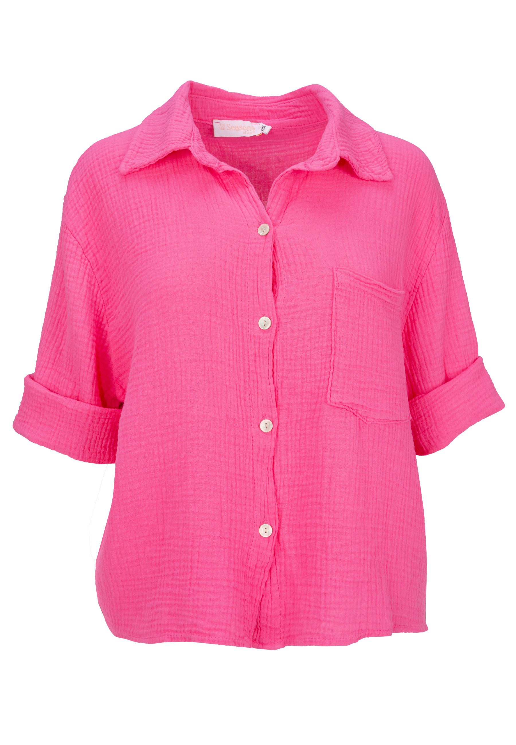 Seasons of April Hemdbluse CELINA MUSSELIN Kurze Damen Musselin Bluse mit T günstig online kaufen