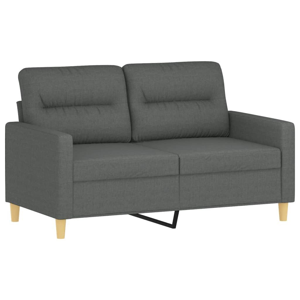 vidaXL Sofa 3-tlg. Sofagarnitur mit Kissen Dunkelgrau Stoff