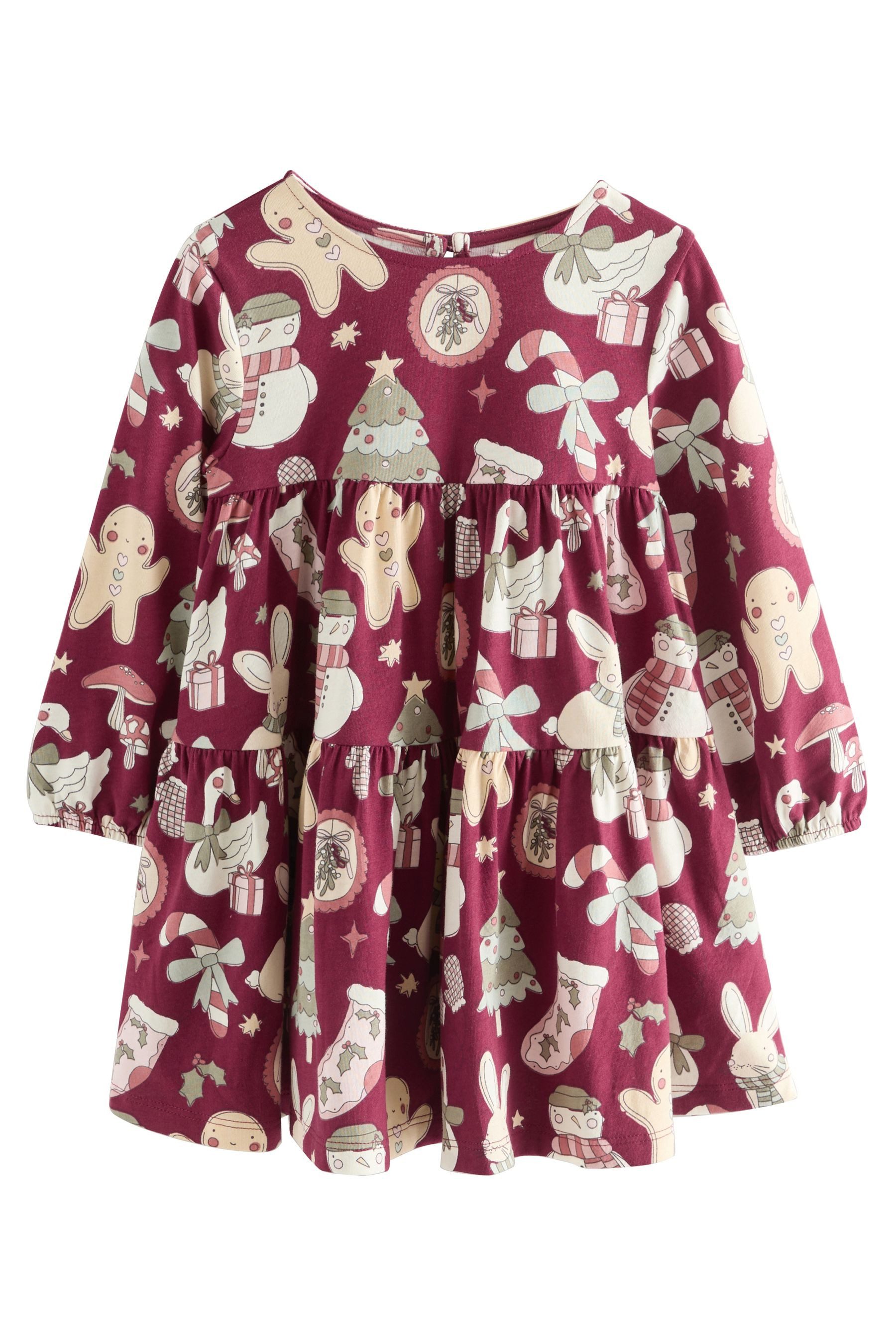 Next Volantkleid Gestuftes Kleid mit langen Ärmeln (1-tlg)