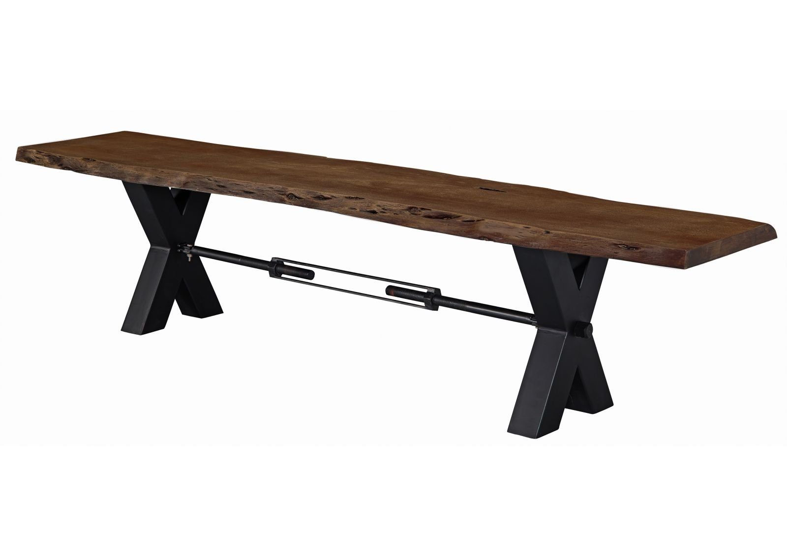 Massivmoebel24 Bank (Bank Akazie 220x38x46 braun lackiert IRON LABEL #158), Bank Akazie 220x38x46 braun lackiert IRON LABEL #158