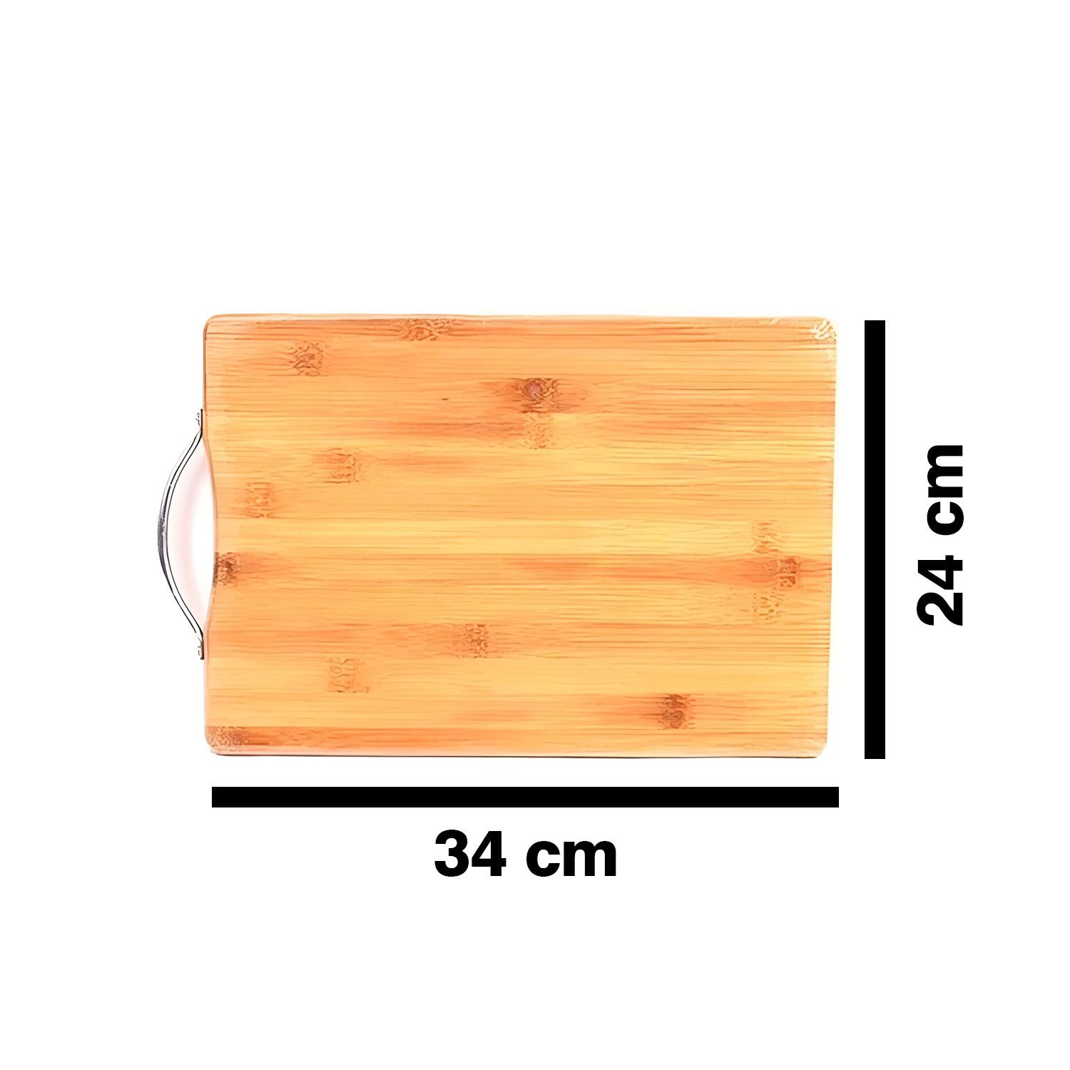 Jungengel Schneidebrett Bambus mit Metallgriff Robust 18mm Dick Holzbrett Servierbrett 24x34cm, (Einzelartikel, 1-St., Einzelnes Schneidebrett), Natürliches Bambus-Schneidebrett mit Metallgriff, 24×34 cm
