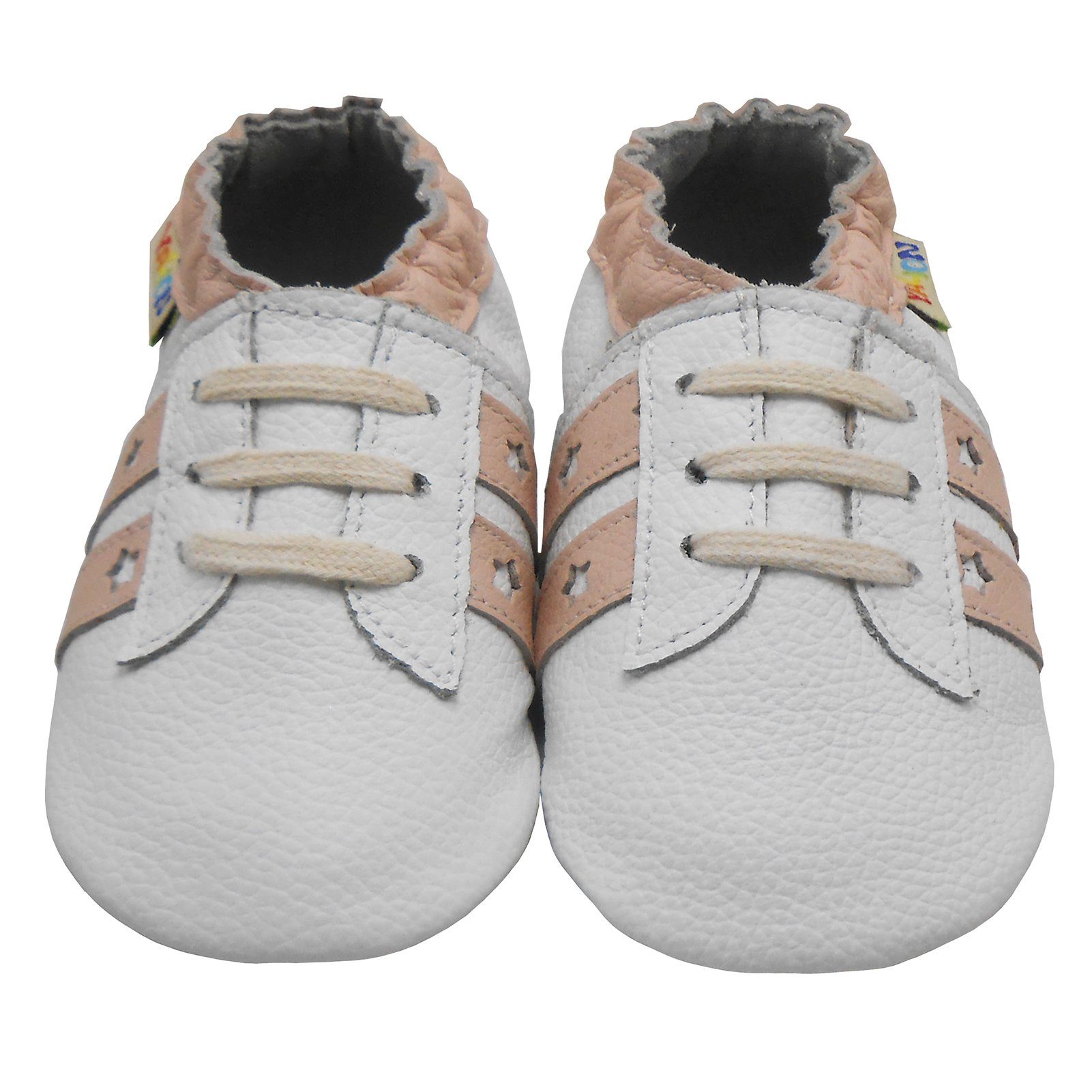 Yalion Weiche Leder Ходунки Домашняя обувь Lederpuschen Streifen Rosa Krabbelschuh elastisch