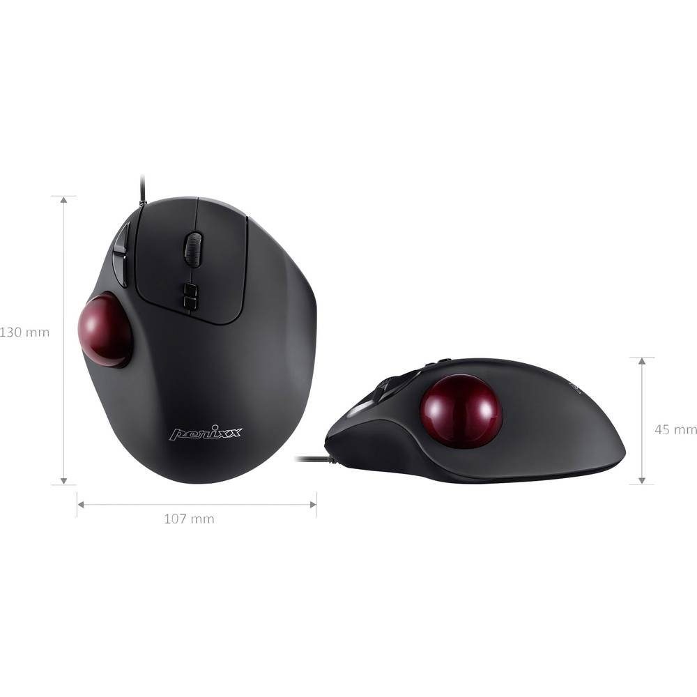 Perixx Ergonomische USB Trackball Maus 11567 Mäuse (Ergonomisch, Integrierter Trackball)