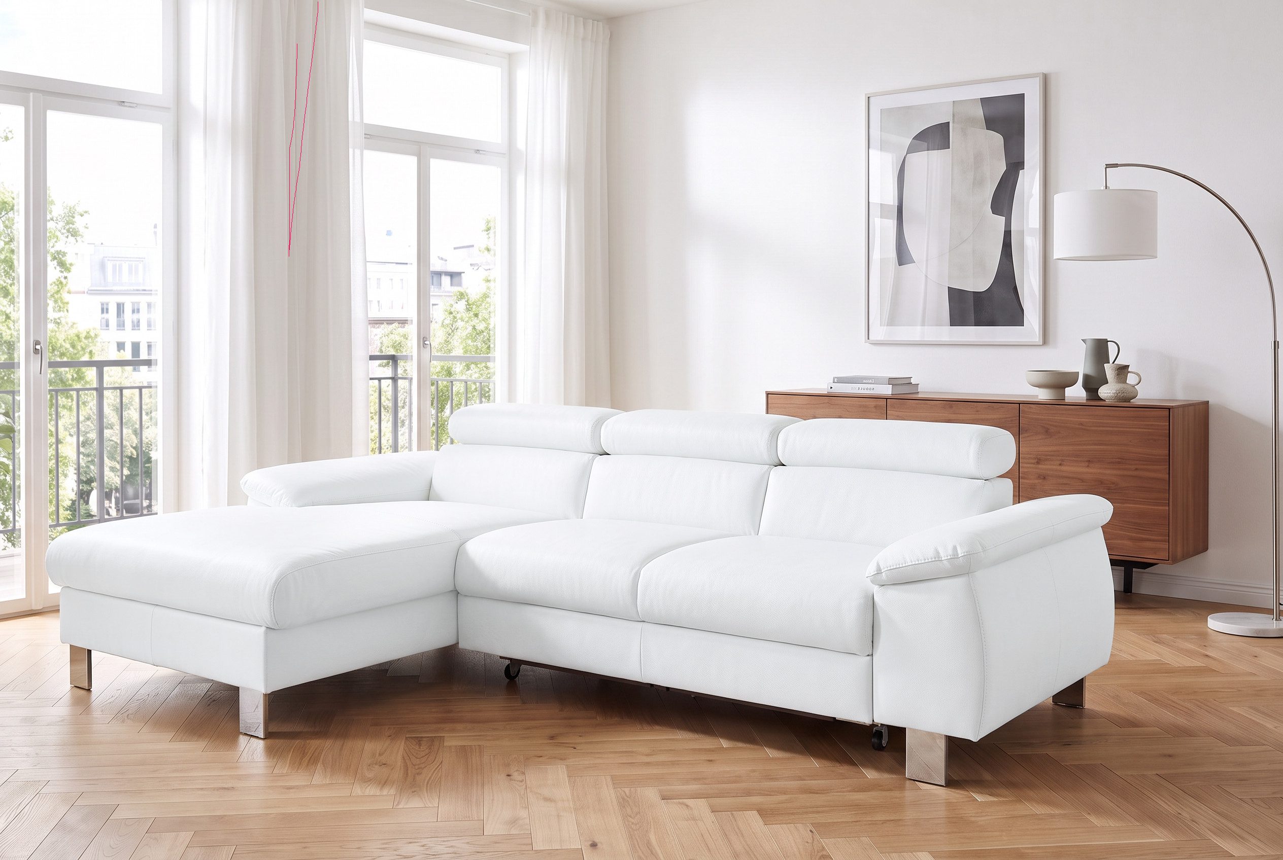 COTTA Ecksofa Komaris L-Form, B: 244 cm, mit Kopfteilverstellung, optional Schlaffunktion, Bettkasten & Licht