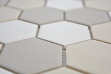 Mosani Bodenfliese Sechseck Mosaik Fliese Keramik unglasiert rutschsicher