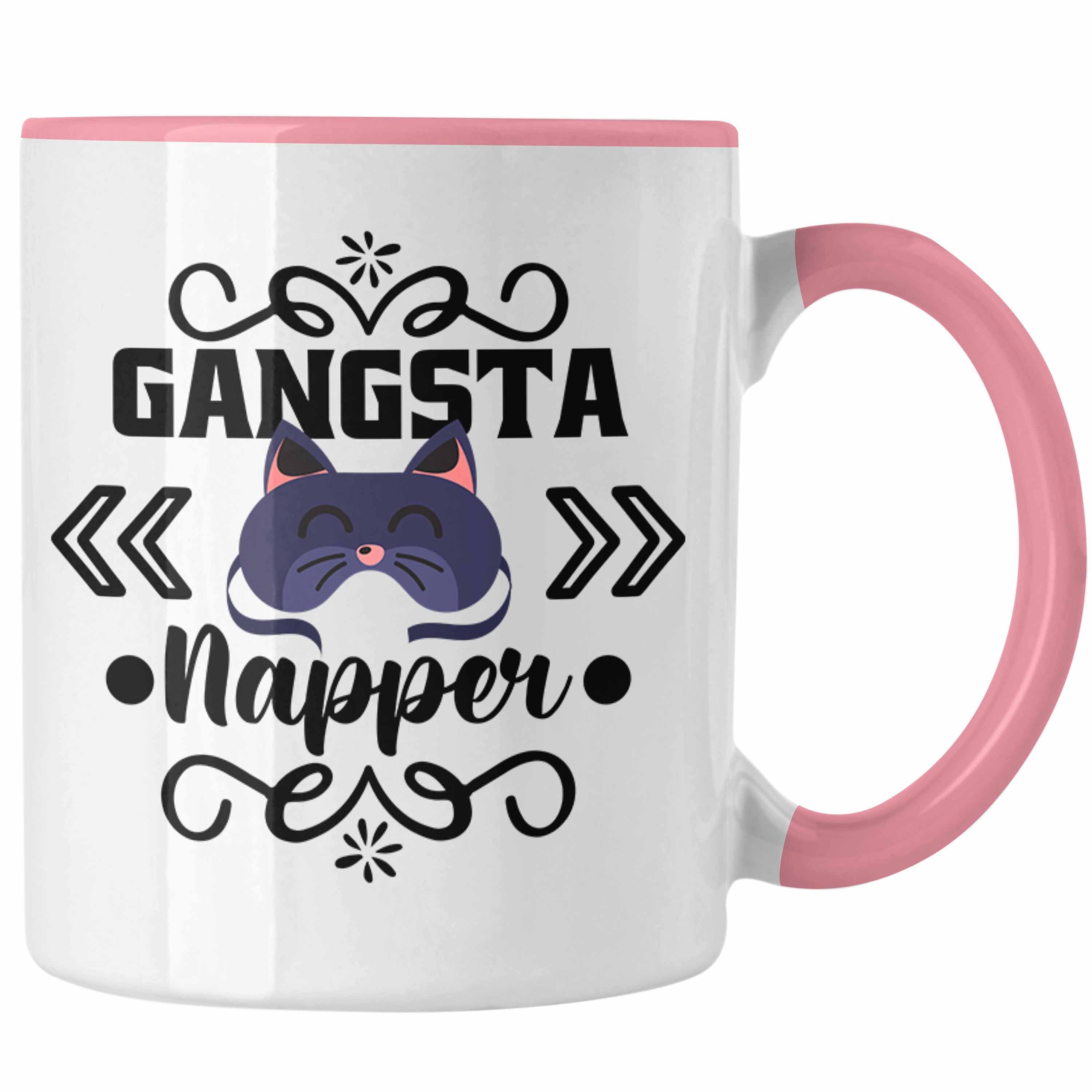 Trendation Tasse Trendation - Gangsta Napper Tasse Geschenk Lustige Geschenkidee Frauen Mädchen Nap Katze Rosa