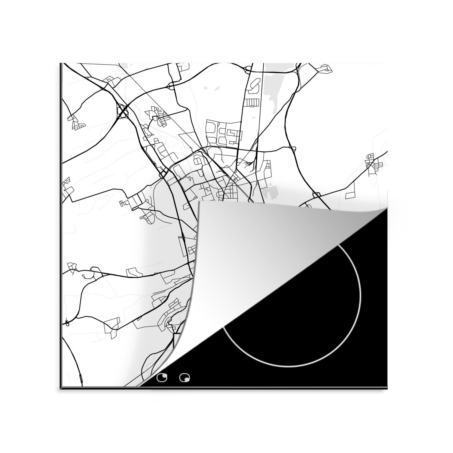 MuchoWow Herdblende-/Abdeckplatte Erfurt - Stadtplan - Karte, Vinyl, (1 tlg), 78x78 cm, Ceranfeldabdeckung, Arbeitsplatte für küche