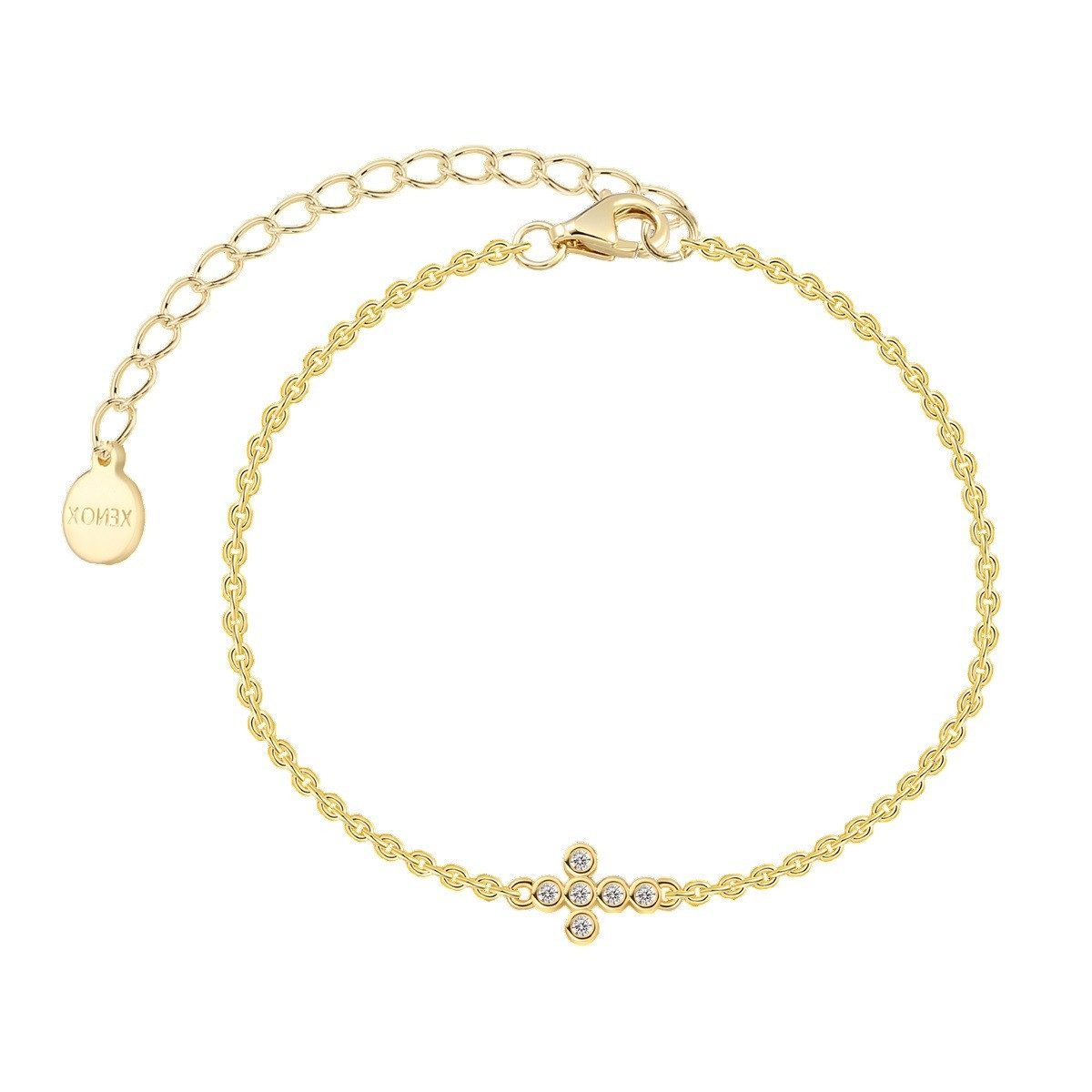 XENOX Armband Xenox Armband Damen Kreuz Mit Zirkonia 925 Silber Vergoldet XS10044G