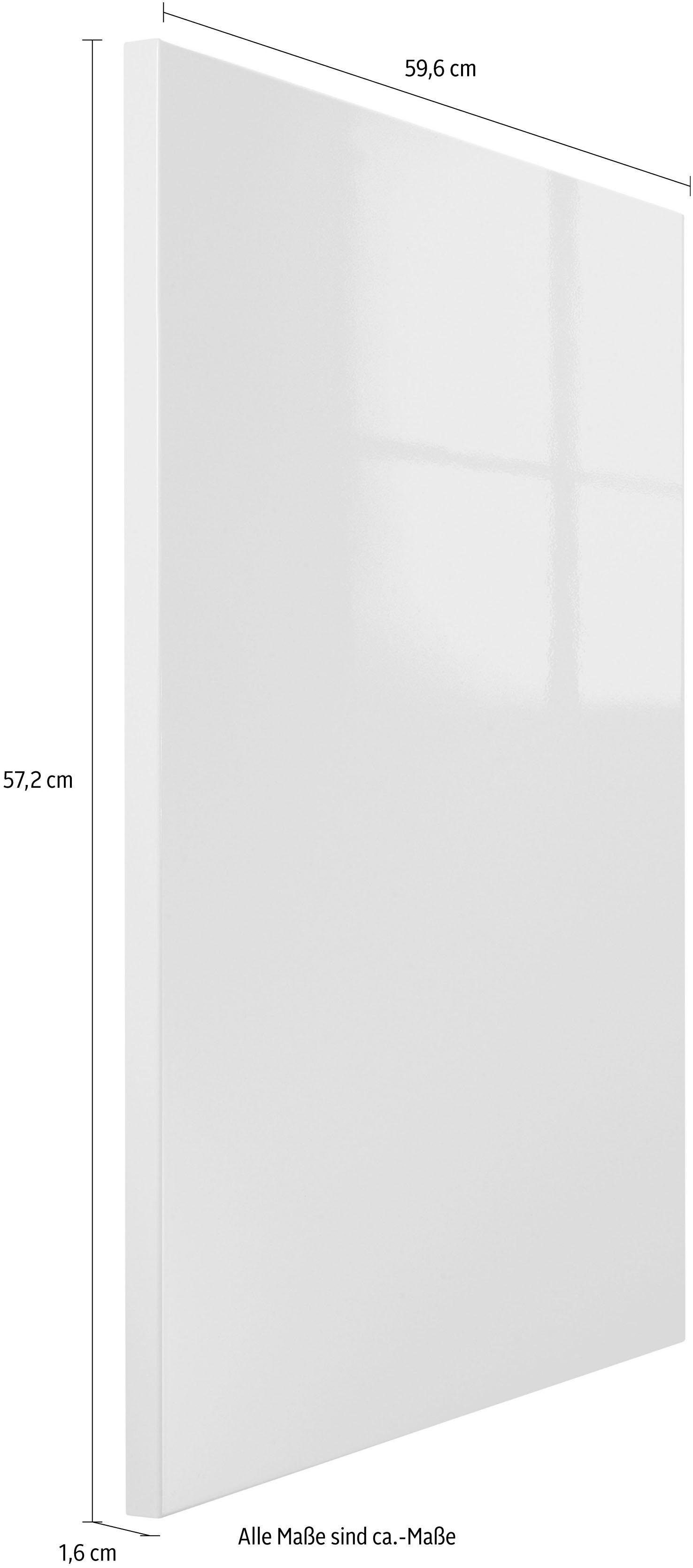 Hochglanz/Weiß Frontblende Tür OPTIFIT Cara, für Geschirrspüler teilintegierbaren Weiß 60 cm