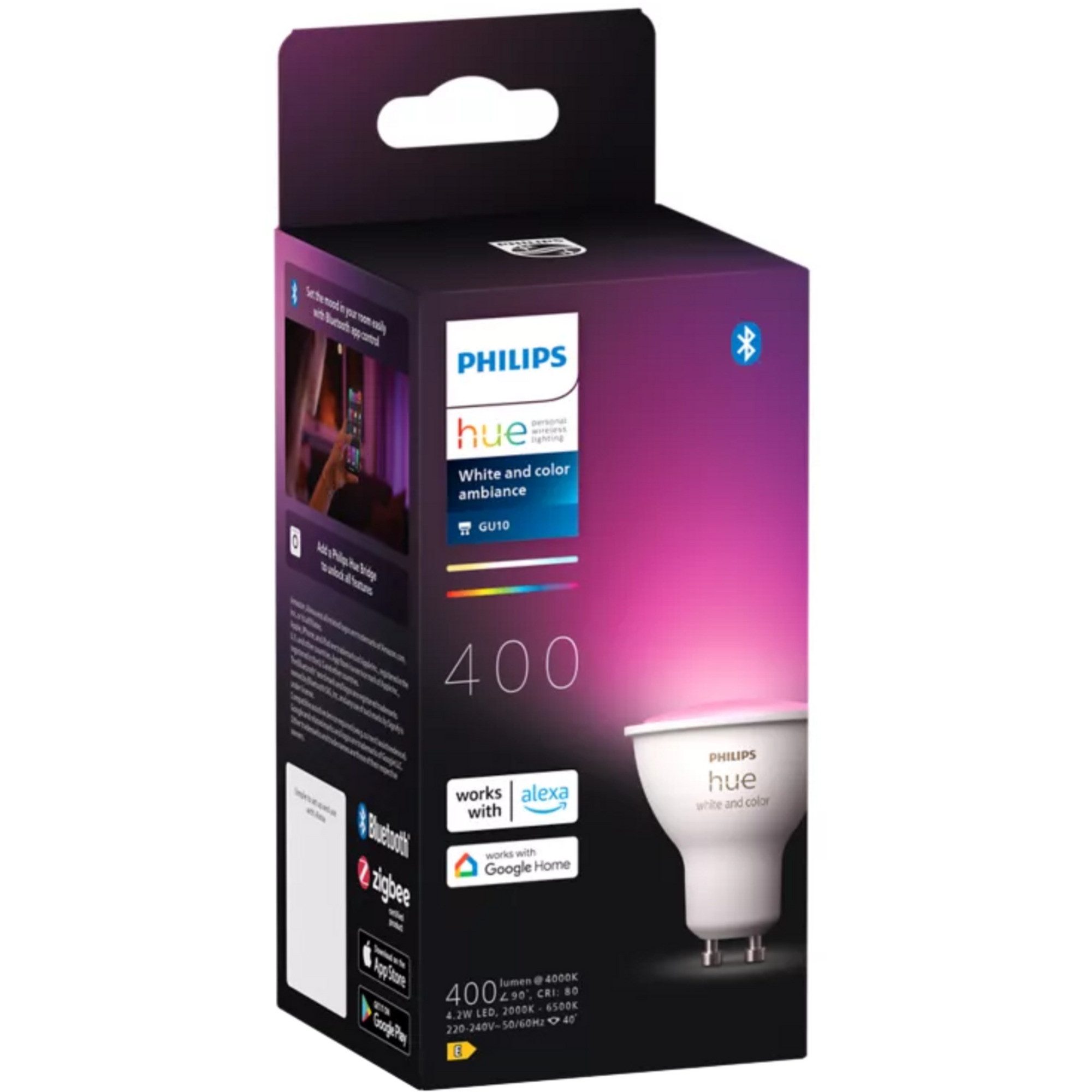 Philips Hue LED-Leuchtmittel Philips HUE White & Color Ambiance GU10 Smarter
