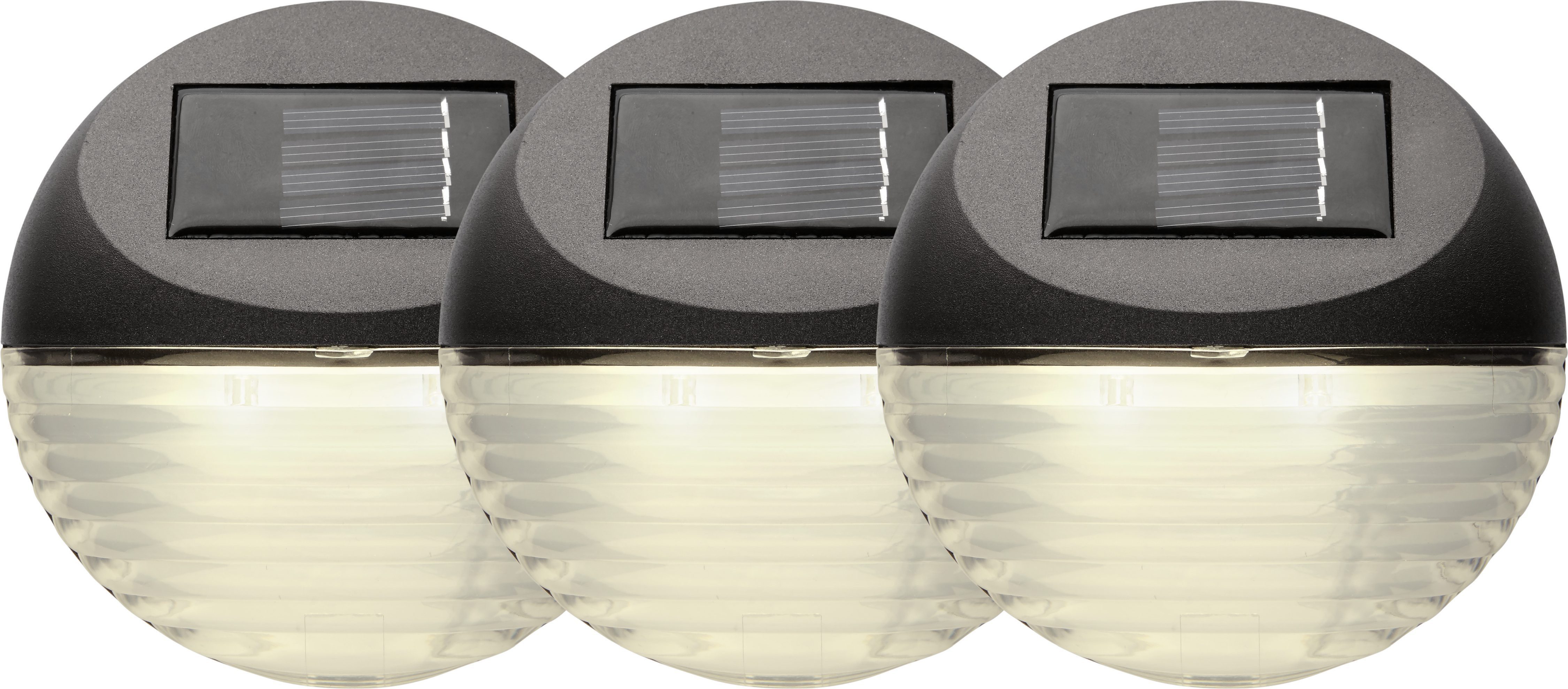 STAR TRADING LED Solarleuchte Solar-Wandleuchte Fency, Tageslichtsensor, LED fest integriert, Warmweiß, 3er-Set Solar-Wandleuchten, Dämmerungssensor