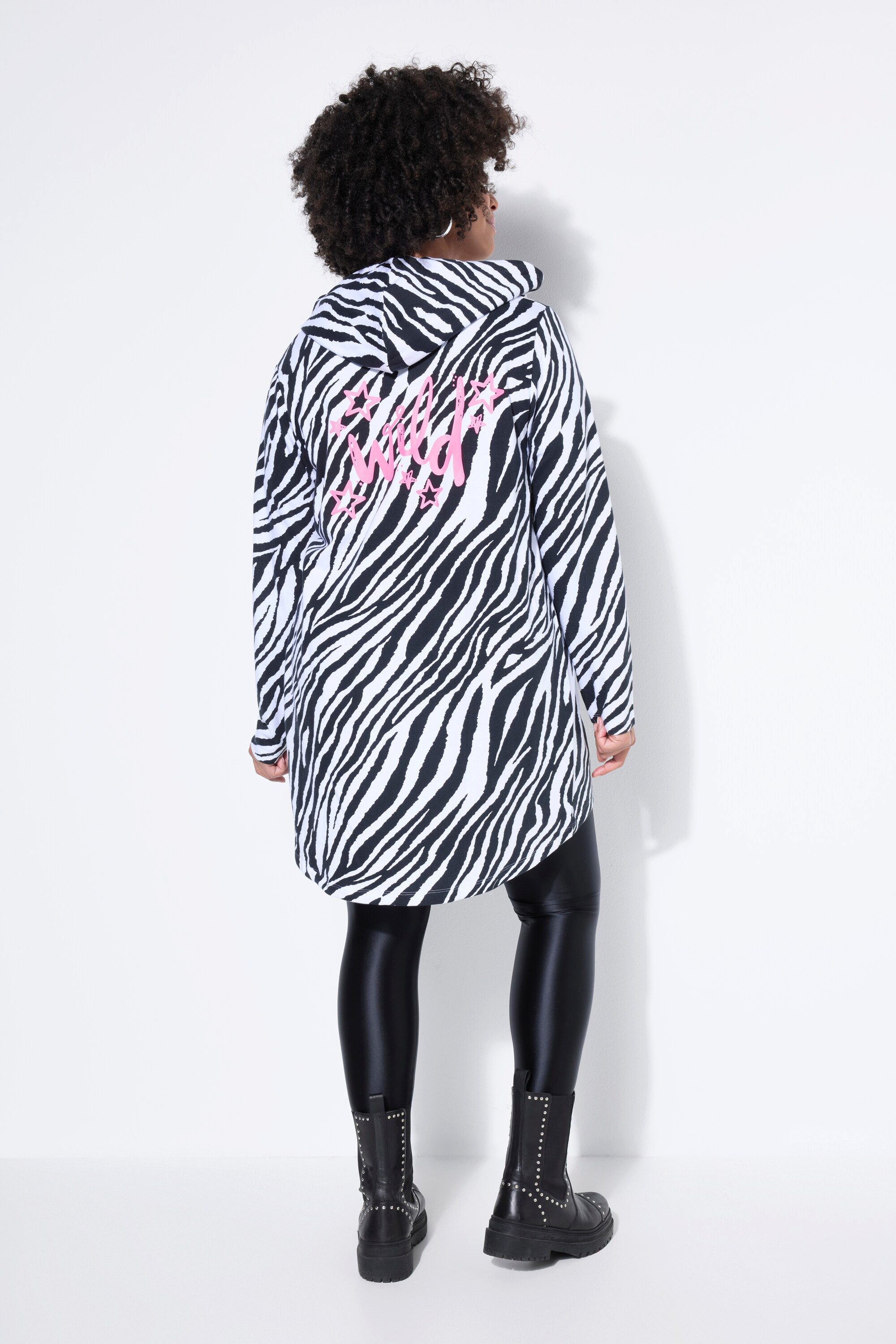 Angel of Style Sweatjacke Sweatjacke offene Passform Animal-Muster Kapuze – Bild 3 von 3
