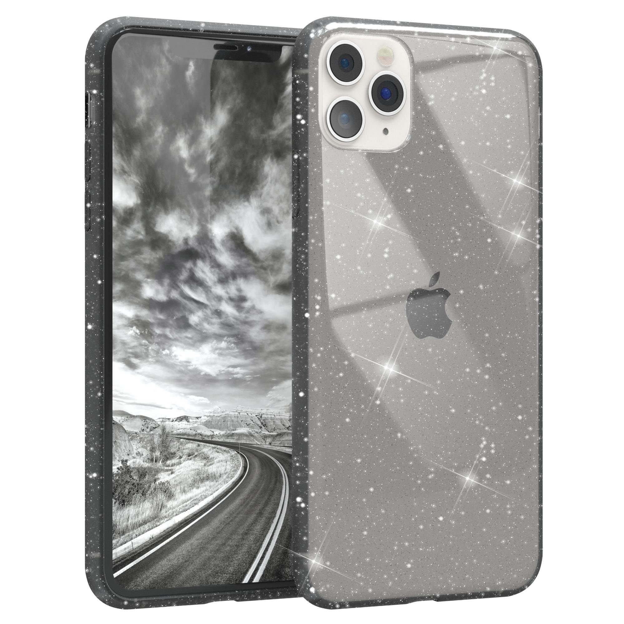 EAZY CASE Handyhülle Glitter Case für Apple iPhone 11 Pro Max 6,5 Zoll, Glitzerhülle Transparent Bumper Case Handycase Glossy Grau Anthrazit