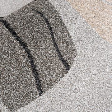 Designteppich Modern Teppich Kurzflor Wohnzimmerteppich Japandi Scandi Beige Grau, Mazovia, 80 x 150 cm, Fußbodenheizung, Allergiker geeignet, Farbecht, Pflegeleicht