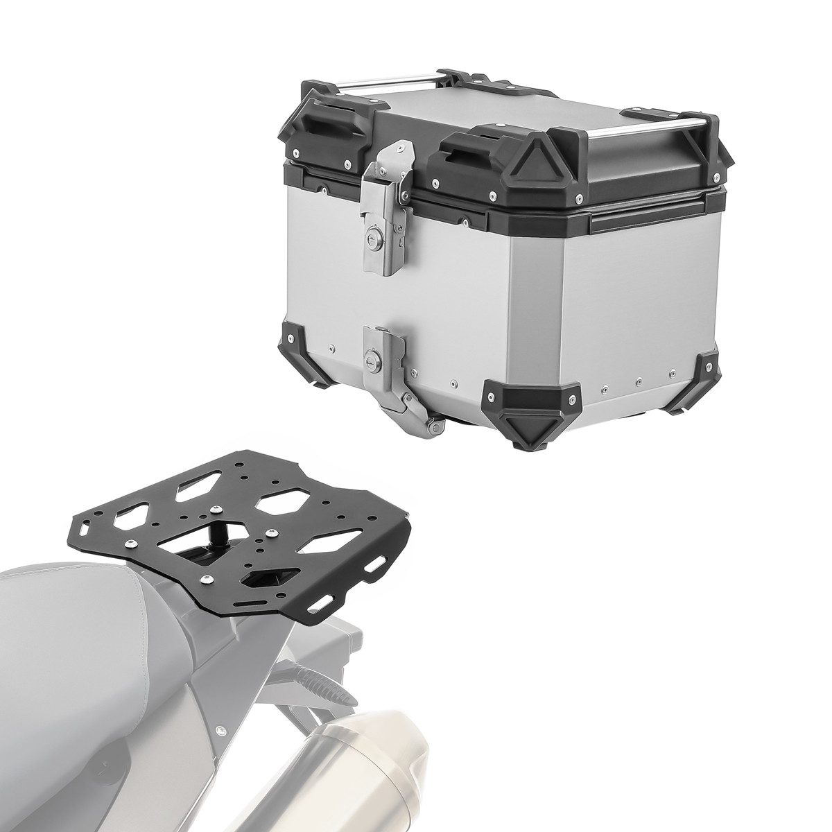 Bagtecs Topcase Set Alu Topcase + Gepäckbrücke passend für BMW F 800 GS /Adventure 08-
