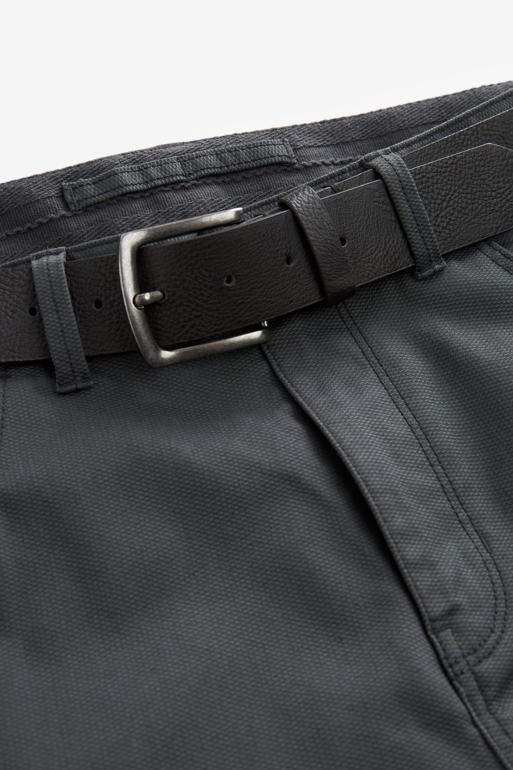 Fit Hose (2-tlg) Gürtel Next Charcoal 5 5-Pocket-Hose Grey mit Slim Taschen und