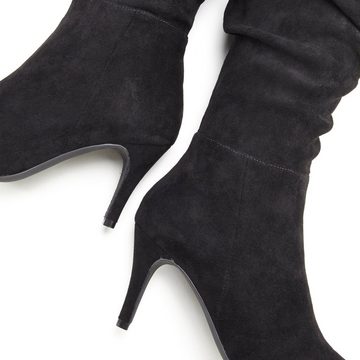 LASCANA Reißverschlussstiefel mit modischer Raffung, Langschaft, High-Heel Stiefelette,Slouchy Boots