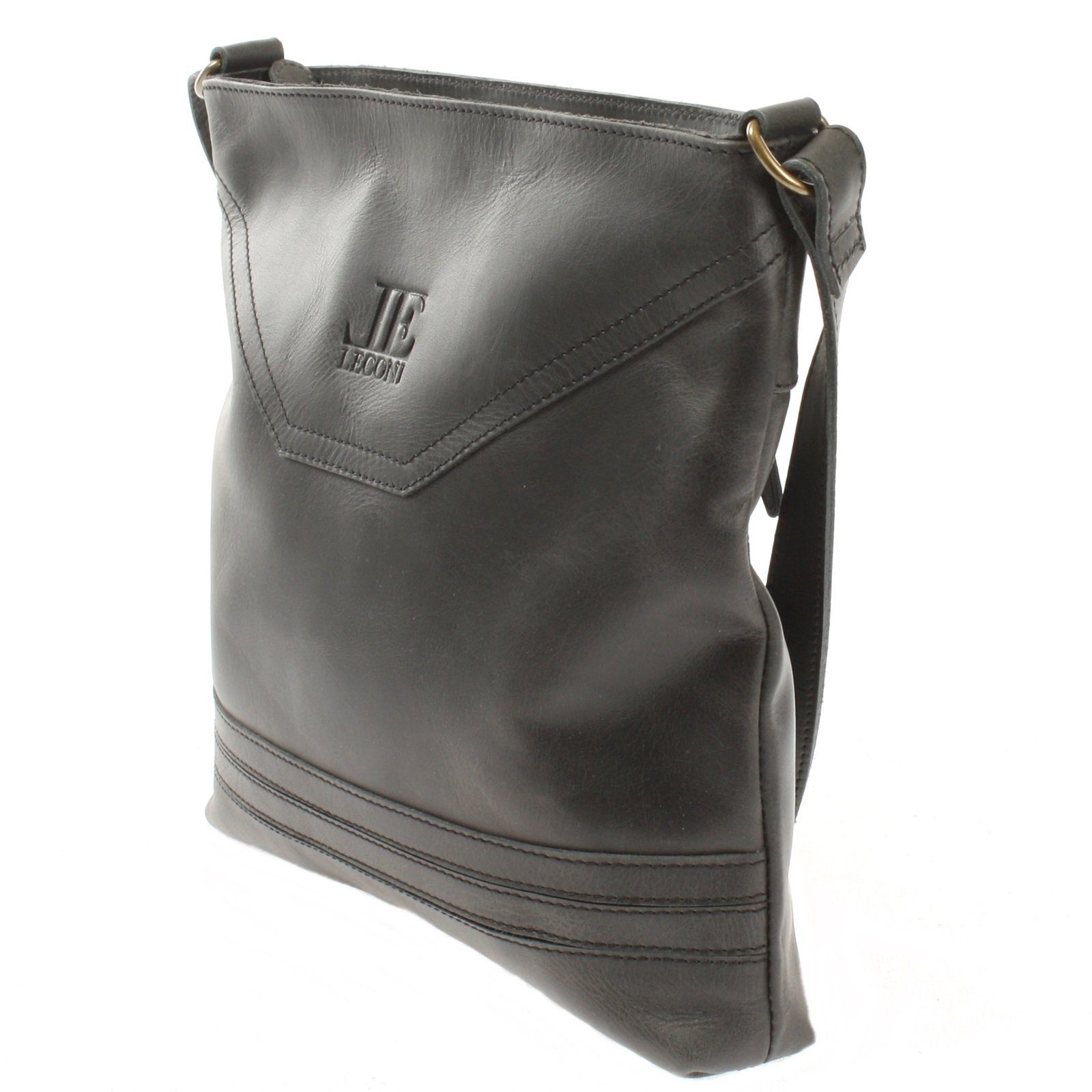 LECONI Umhängetasche Handtasche Ledertasche Damen Schultertasche Leder LE0066, Robustes Echtleder – schlankes Format – 32×28×5 cm
