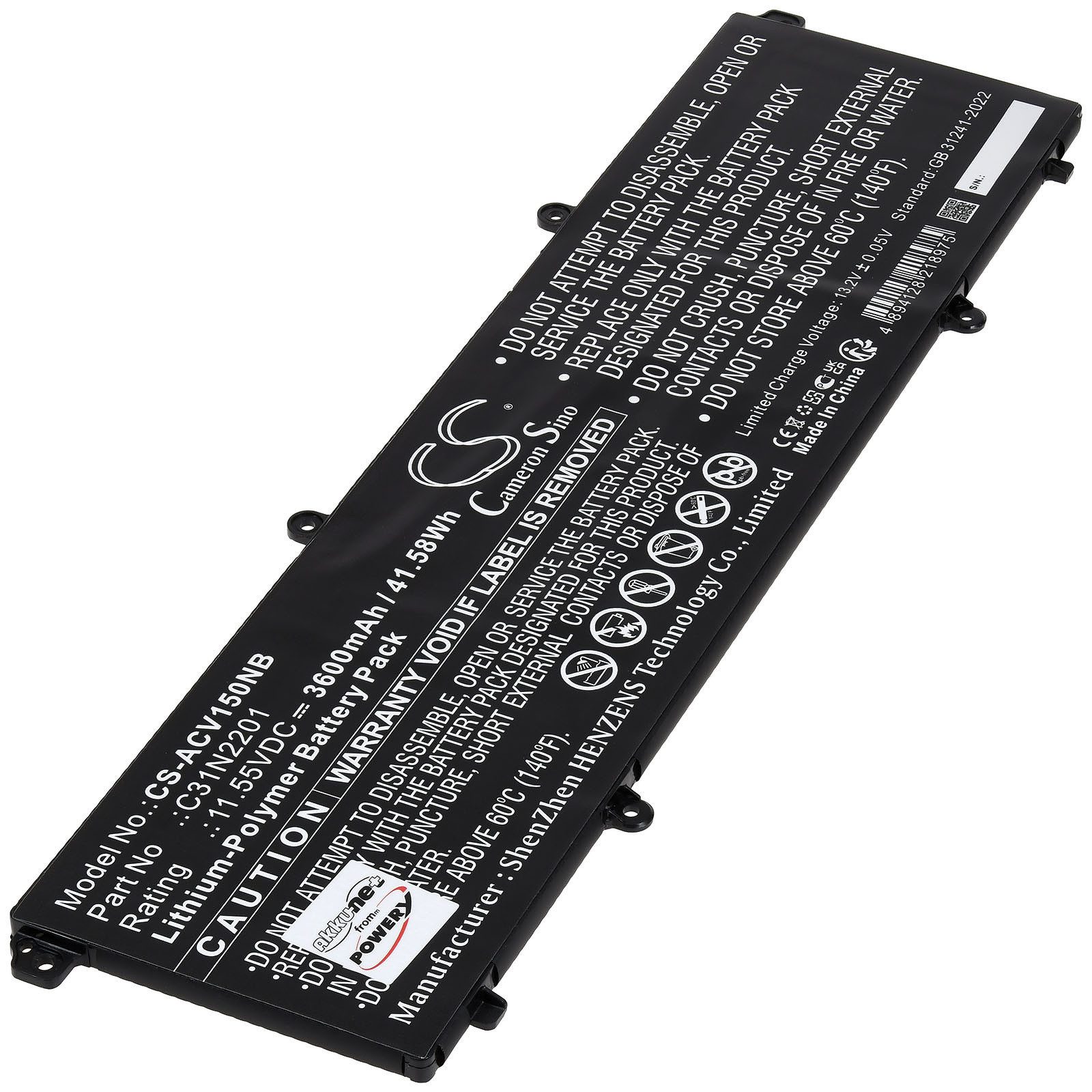 Powery Akku für Asus Vivobook 16X OLED K3604ZA Laptop-Akku 3600 mAh (11.55 V)