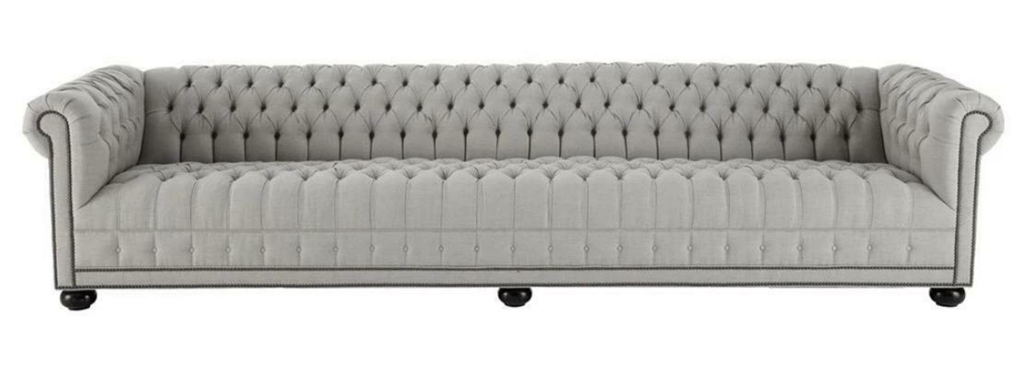 JVmoebel Chesterfield-Sofa, Creme Grau Wohnzimmer Sofa Couchen Viersitzer Chesterfield Design Möbel