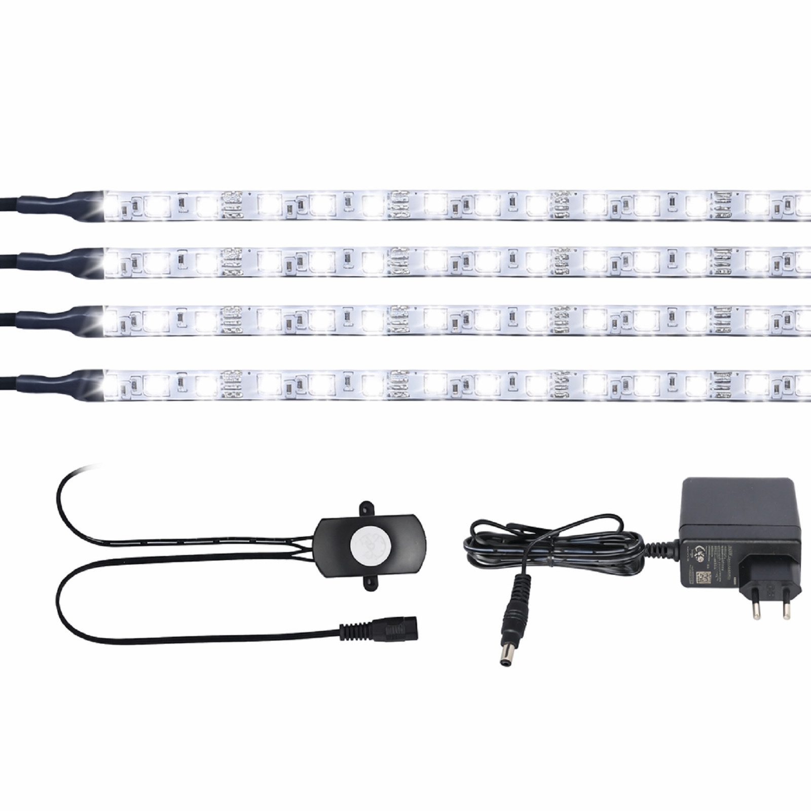 QLS LED Unterbauleuchte 4x60cm mit Bewegungsmelder, LED fest integriert, in 3 Lichtfarben, Selbstklebend