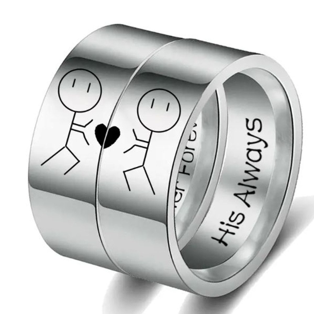 KARMA Edelstahlketten-Set Partnerketten Partnerschmuck Halsketten Ringe Paare (Geschenk für Ihn & Sie, 4-tlg., Paarschmuck Verlobung Hochzeit Geburtstag), Ketten Edelstahl Herz Pärchenschmuck Liebe