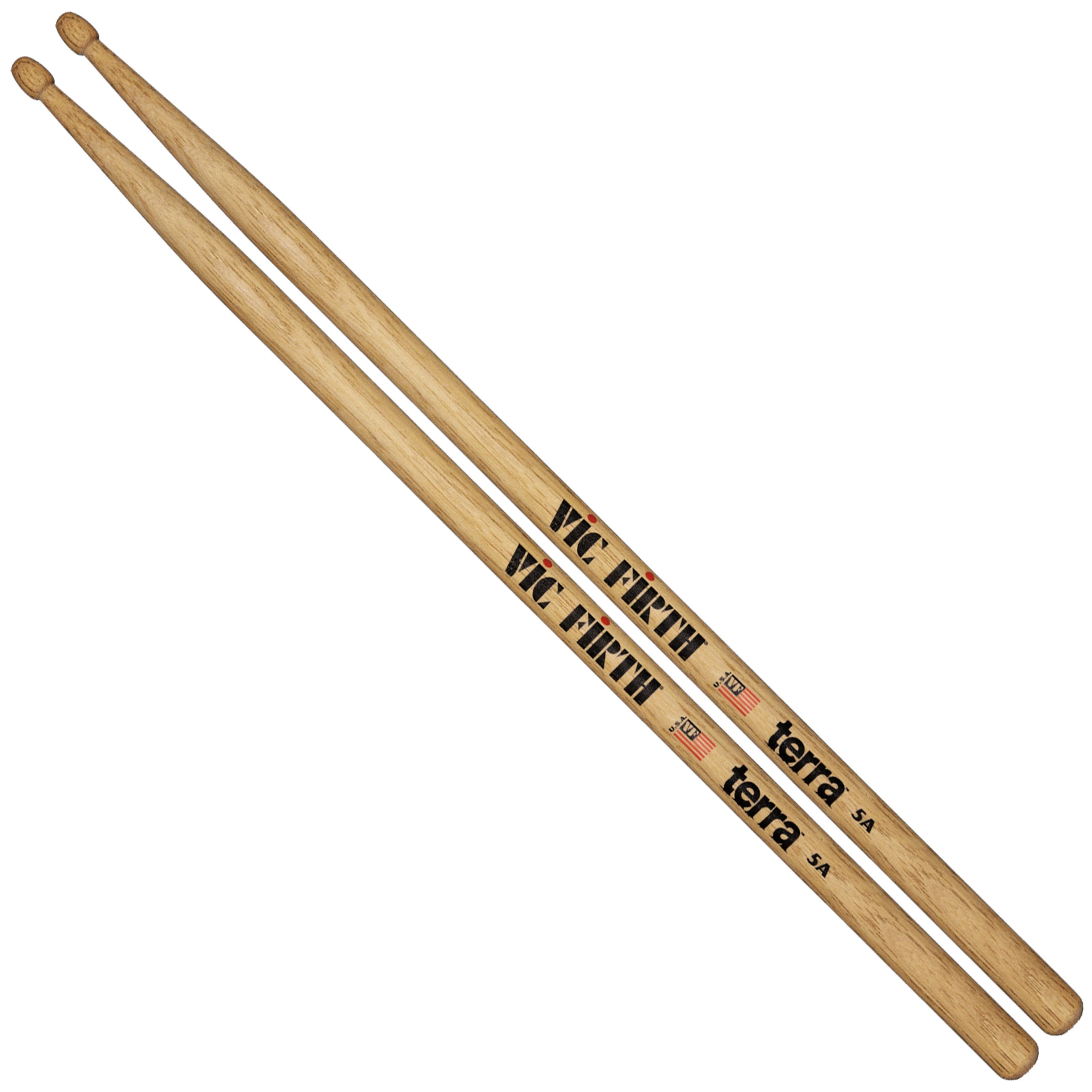 Vic-Firth Drumsticks (Sticks, Beater und Mallets, Drumsticks Holztip), Terra 5A Hickory Sticks - Drumsticks
