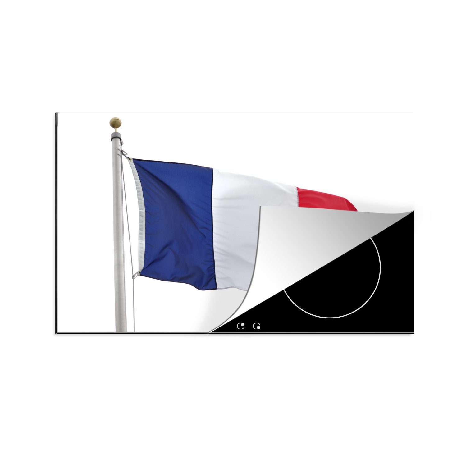 MuchoWow Herdblende-/Abdeckplatte Die Flagge von Frankreich auf weißem Hintergrund, Vinyl, (1 tlg), 81x52 cm, Induktionskochfeld Schutz für die küche, Ceranfeldabdeckung