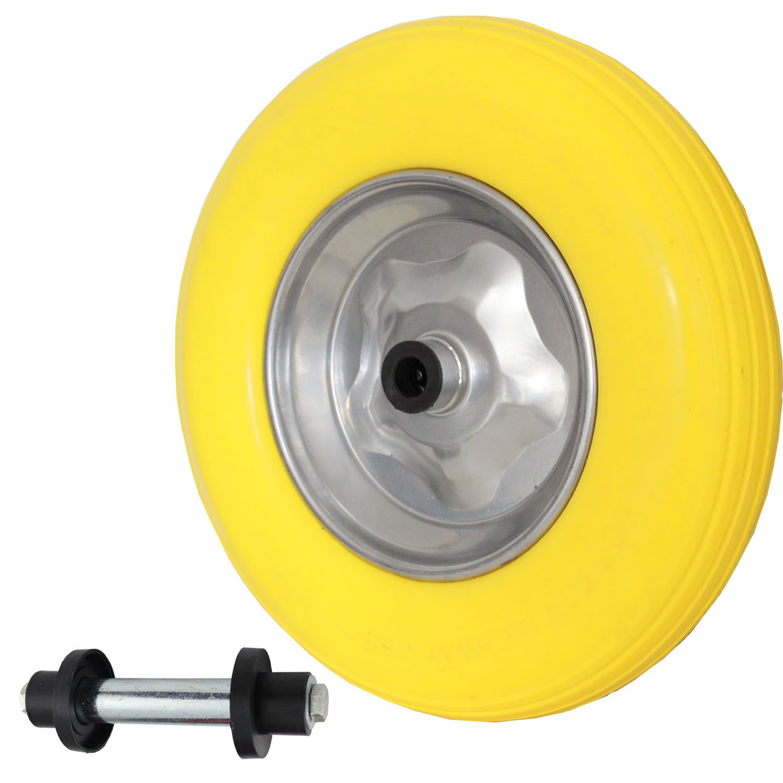 TRUTZHOLM Schubkarren-Rad Schubkarrenrad Vollgummi 4.00-8 4.80 mit Achse PU Stahlfelge 200 kg (1 St)