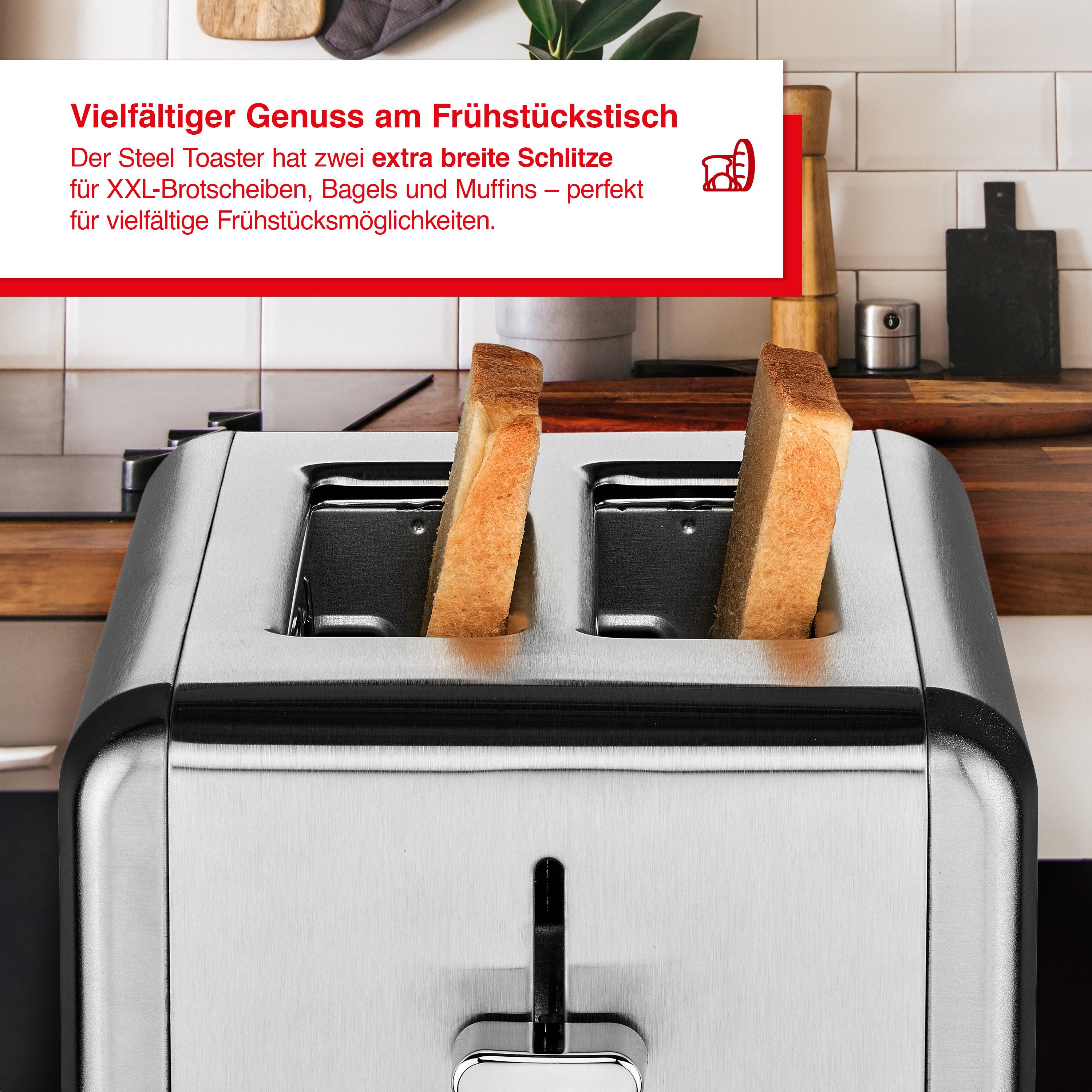SOLIS OF SWITZERLAND Toaster Steel Toaster (Typ 8002), 2 kurze Schlitze, 925 W, mit 2 Schlitzen, Edelstahl