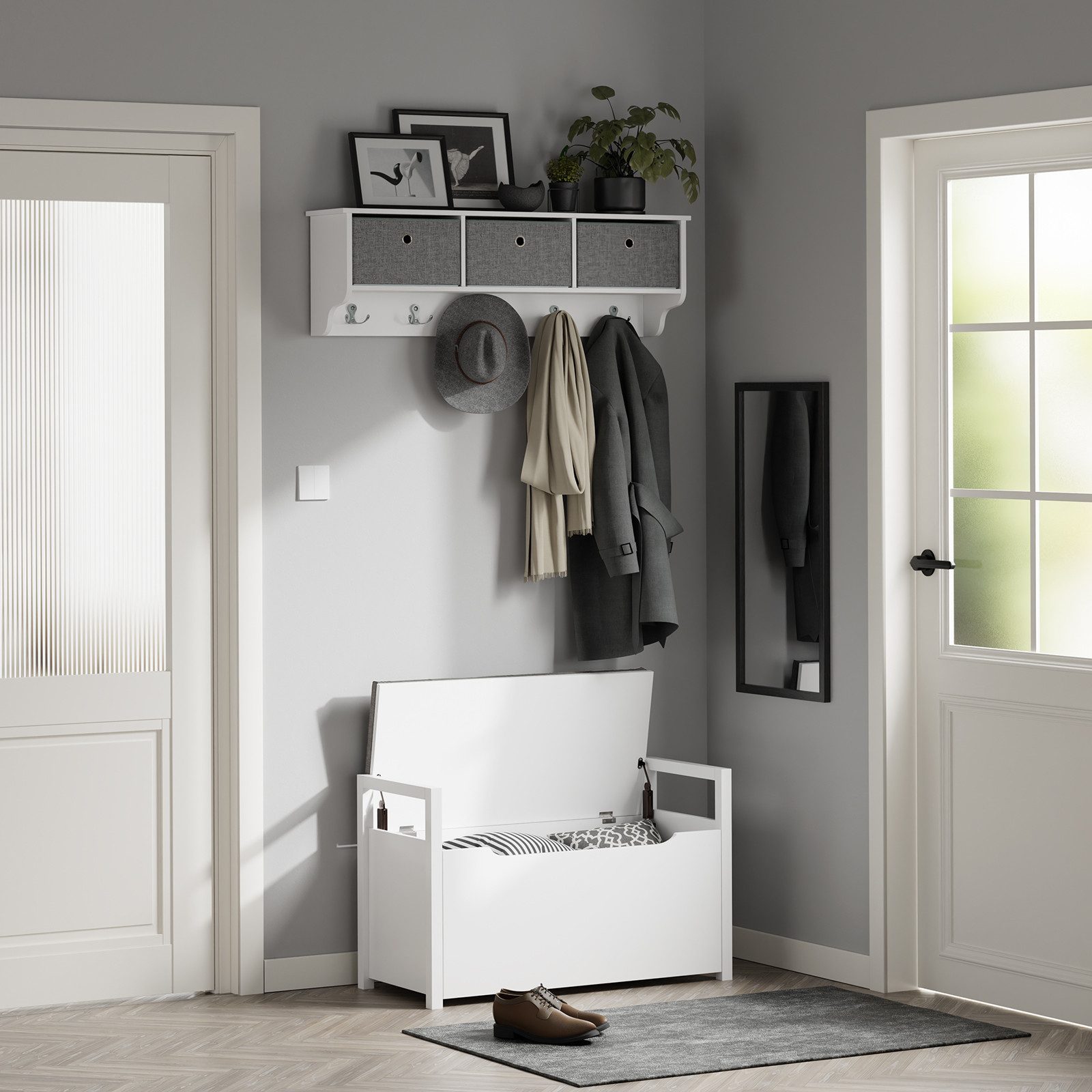 SoBuy Truhenbank FSR76, Schuhschrank schmal, Schuhregal Garderobenbank, mit Sitzfläche Sitzbank mit Stauraum Sitztruhe mit Klappe Spieltruhe