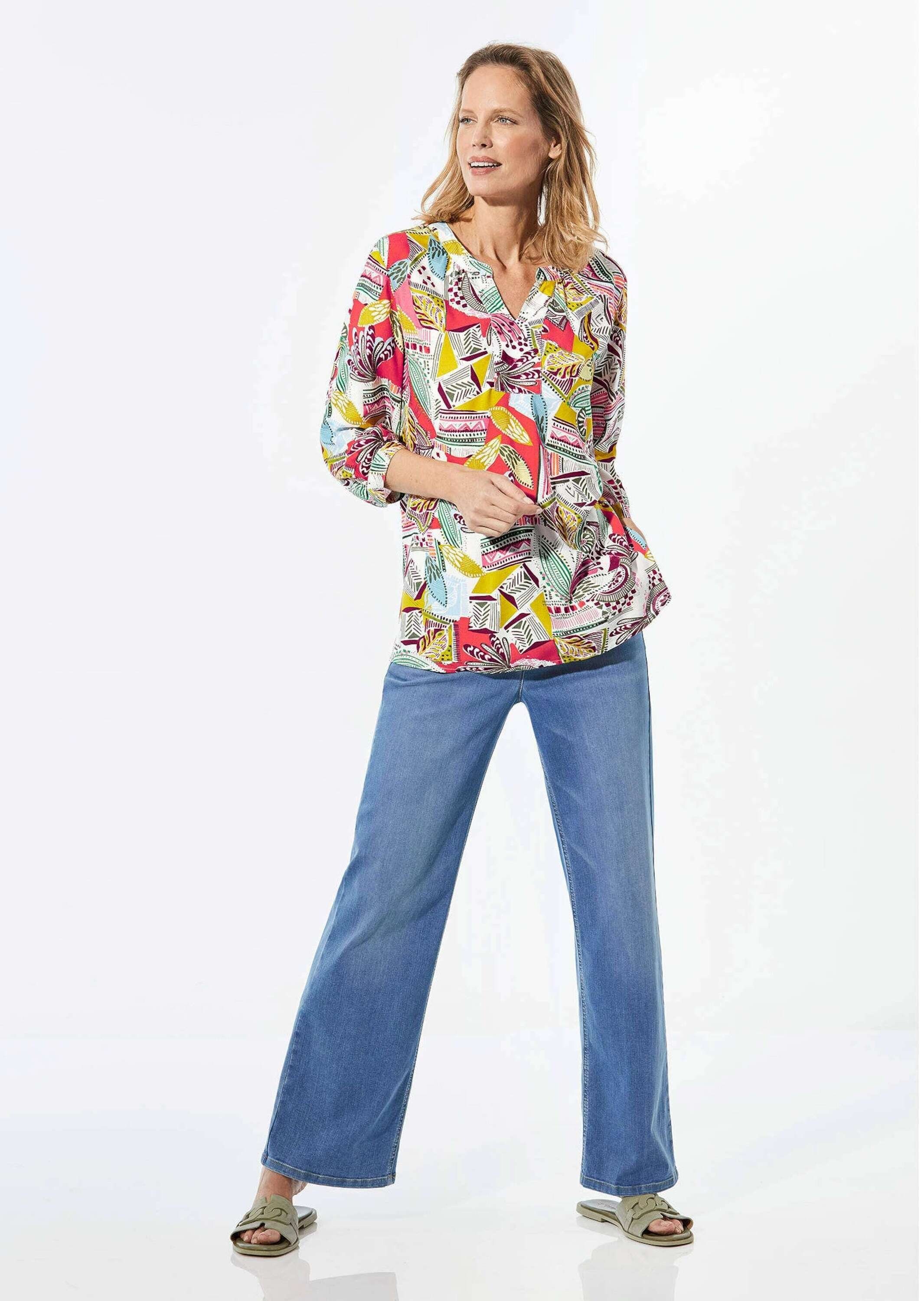 GOLDNER Tunika Tunikabluse mit 3/4-Ärmeln