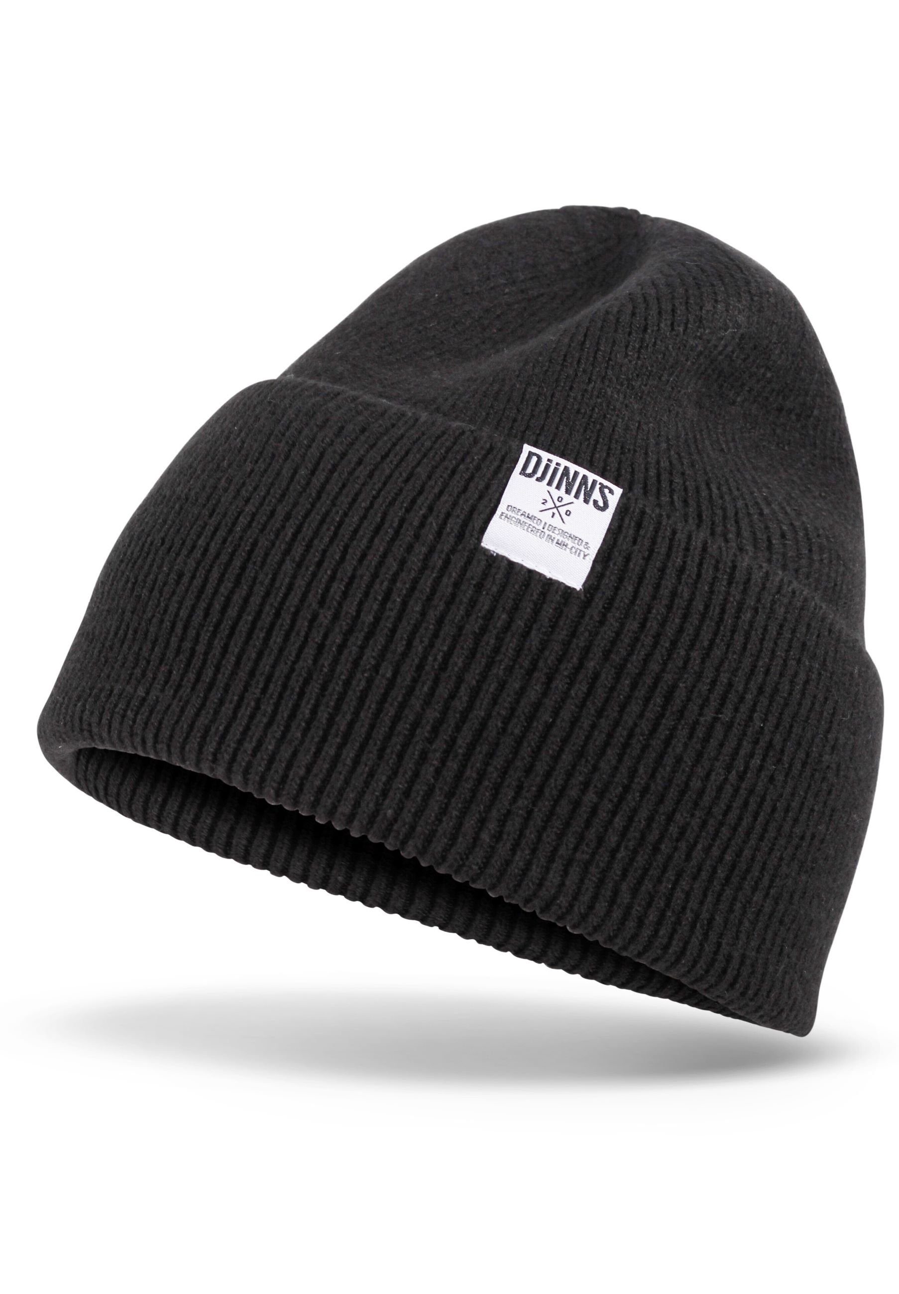 Djinns Beanie Basic Wool Black - schwarz