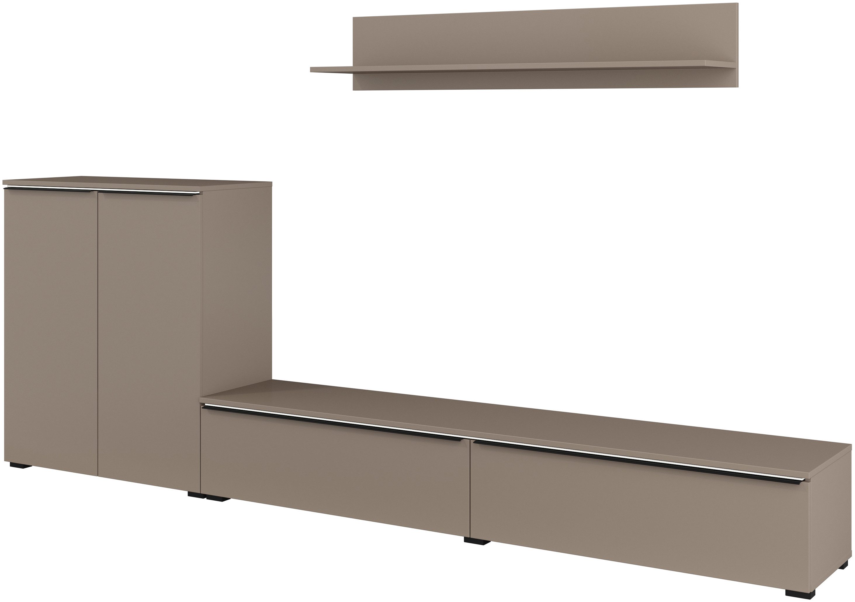 INOSIGN Wohnwand Tana, Breite 260 cm, moderne Anbauwand, (3-St), Mediawand (Set, 3-St), Lowboard, Wandregal, Kommode