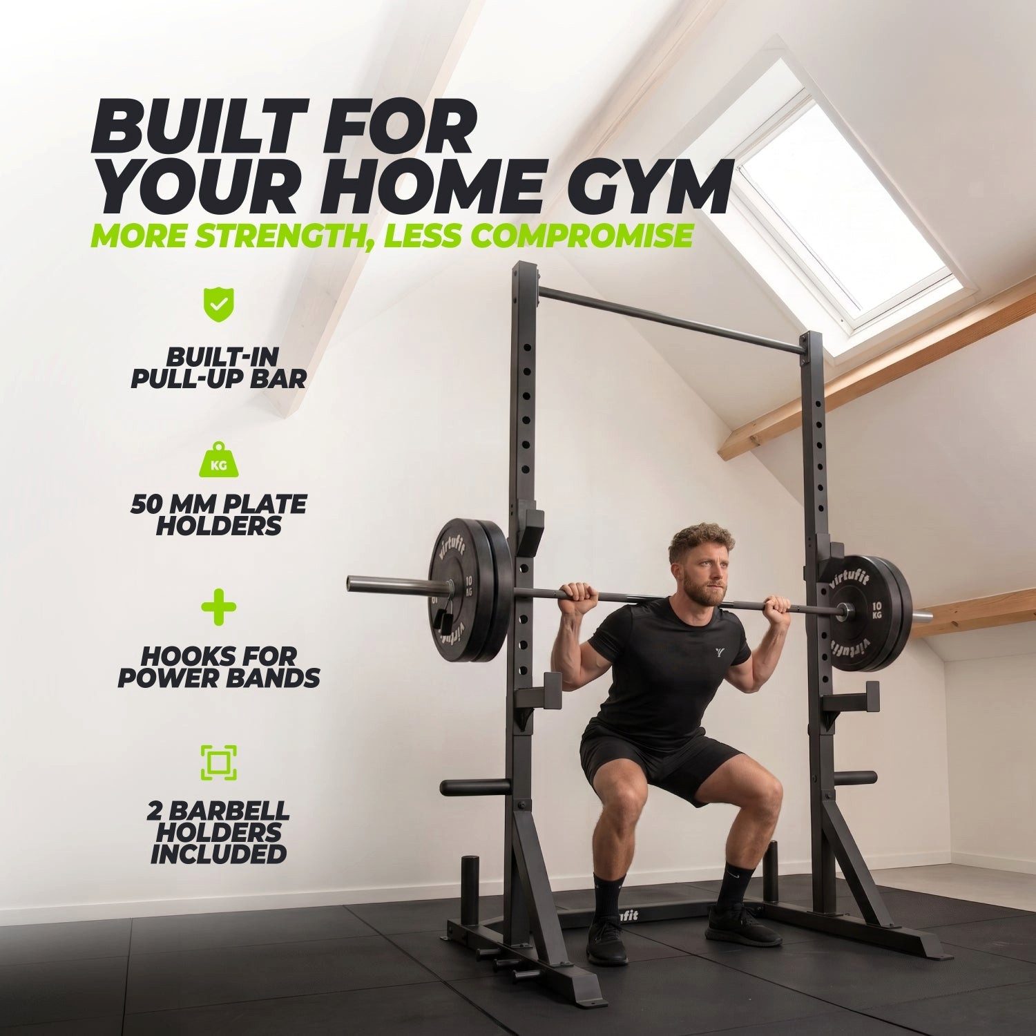 VirtuFit Trainingsstation Power Rack - Squat Rack Pro - mit Klimmzugstange