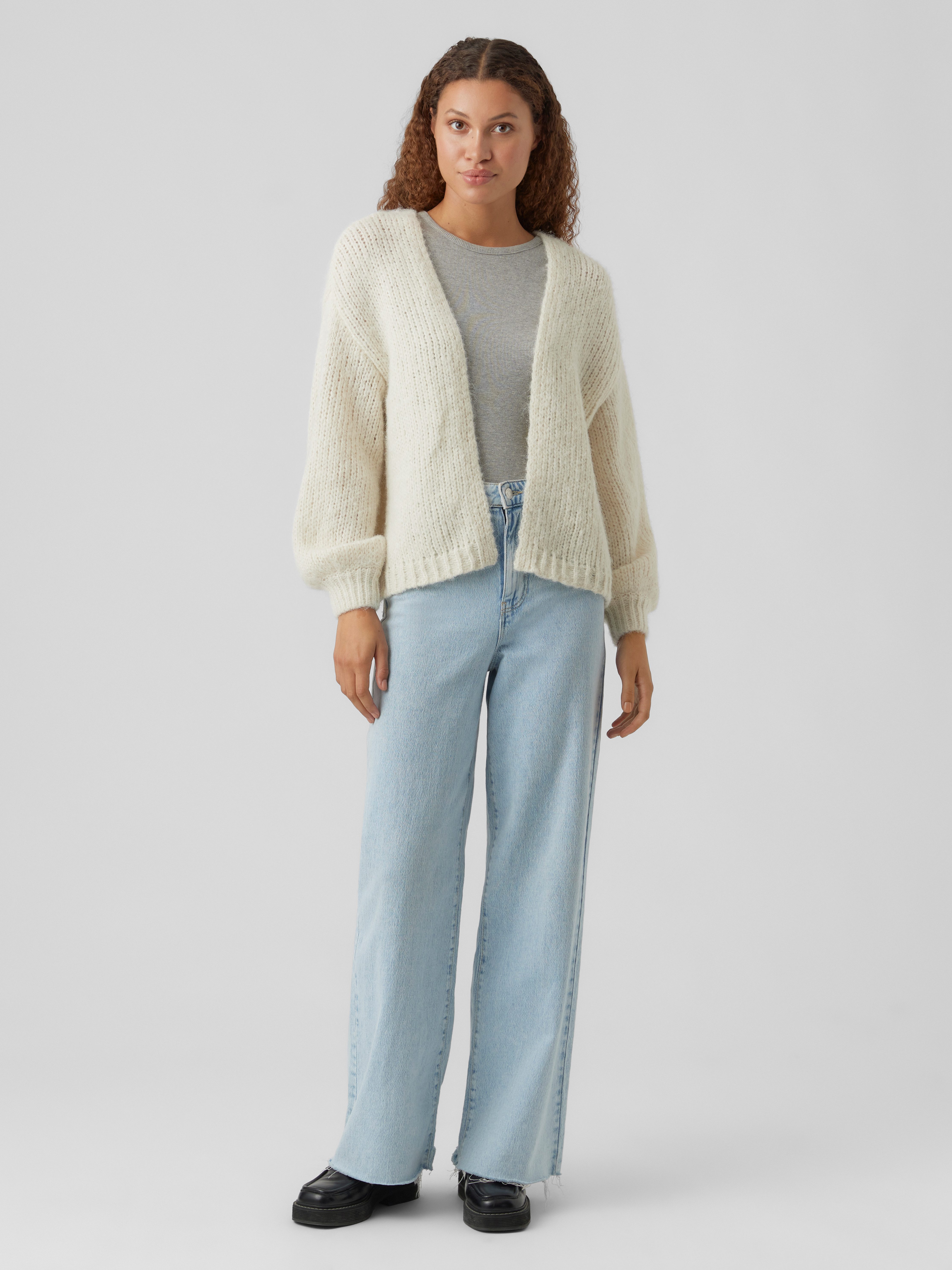Vero Moda Strickjacke VMMAYBE LS OPEN CARDIGAN GA REP Kunstfaser, oversize – Bild 3 von 5