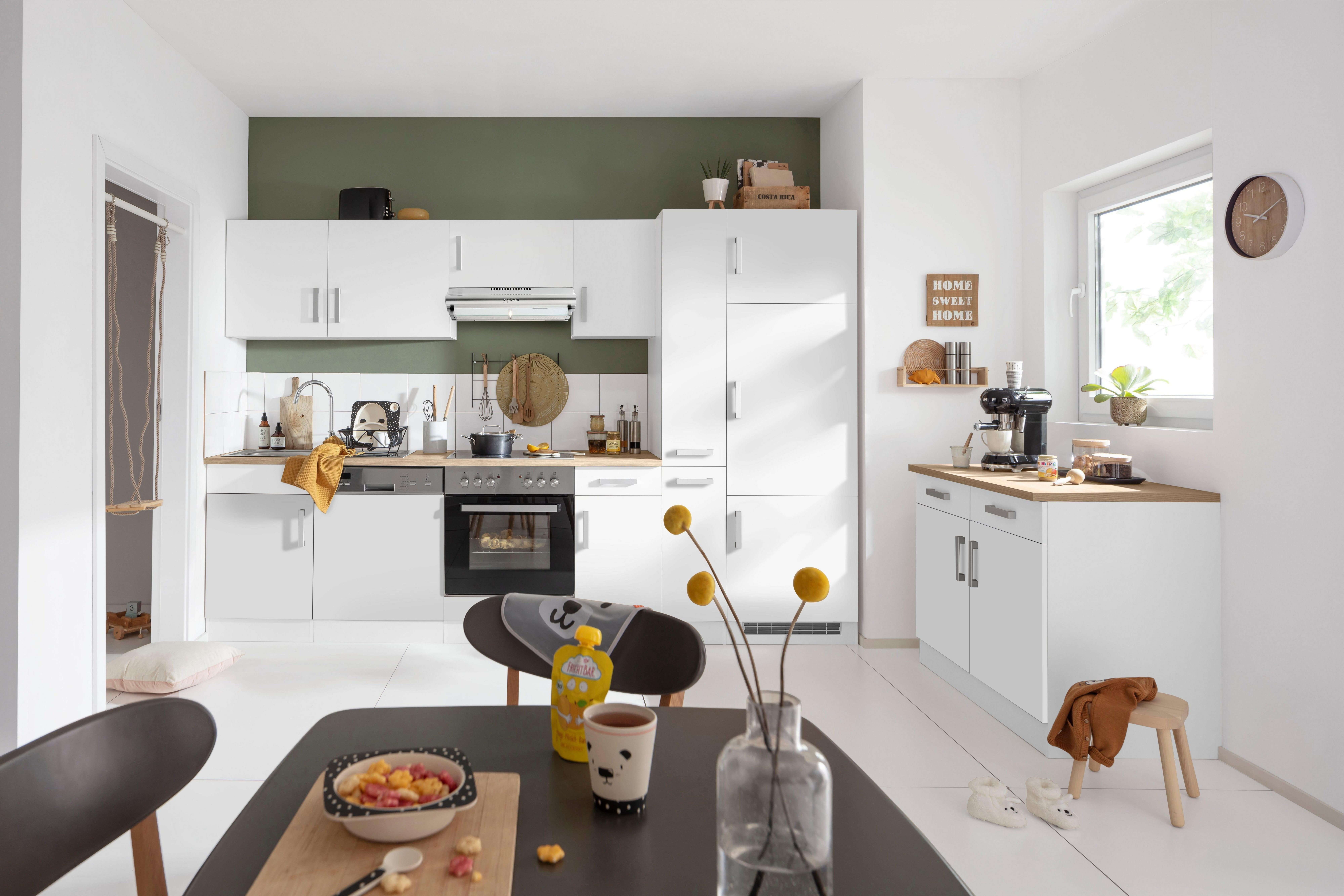 KOCHSTATION Küchenzeile KS-Gera, Breite 300 cm, wahlweise mit E-Geräten, mit Arbeitsplatte